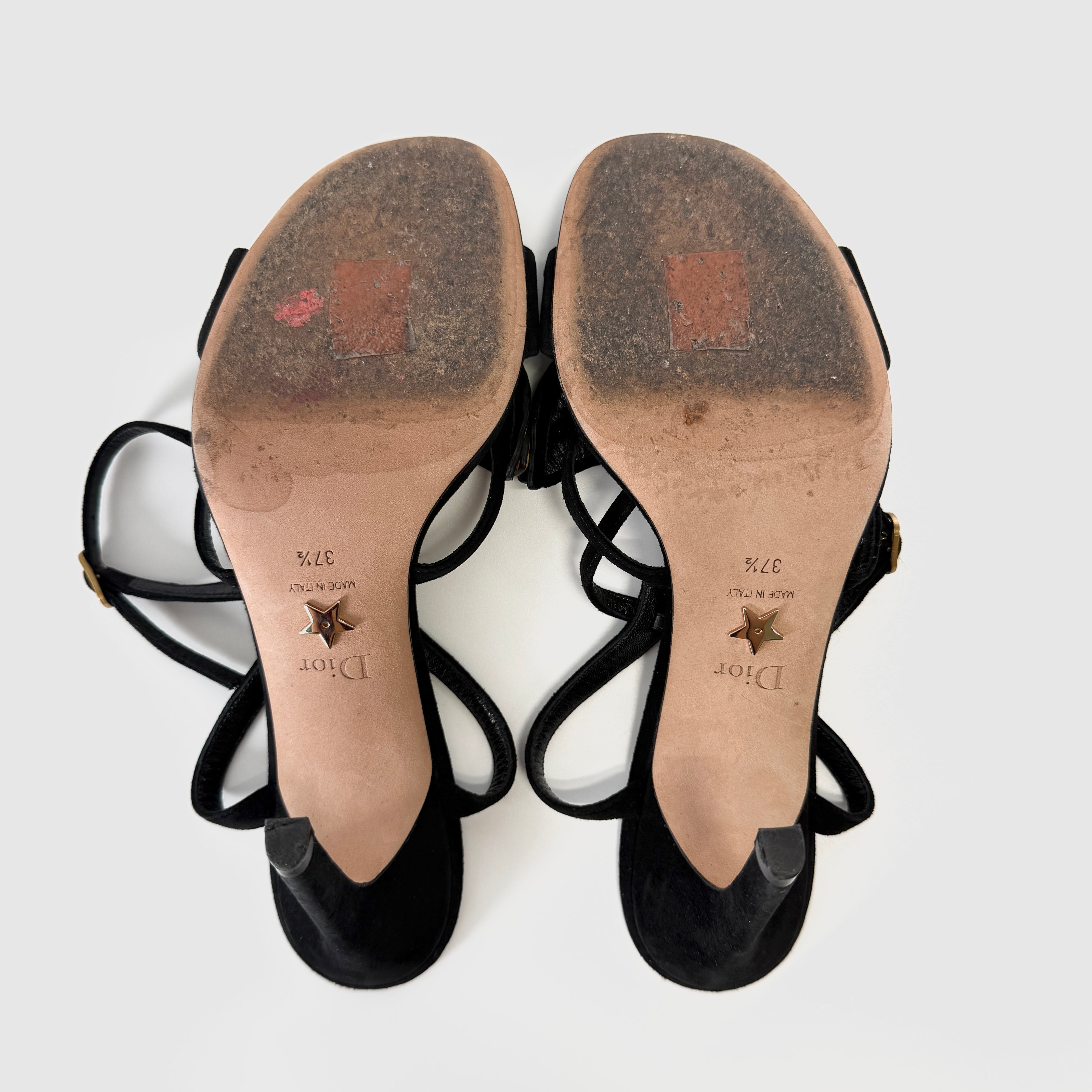 2607 secondhand CD suede Sandals 37 1/2 Women's black NE0618