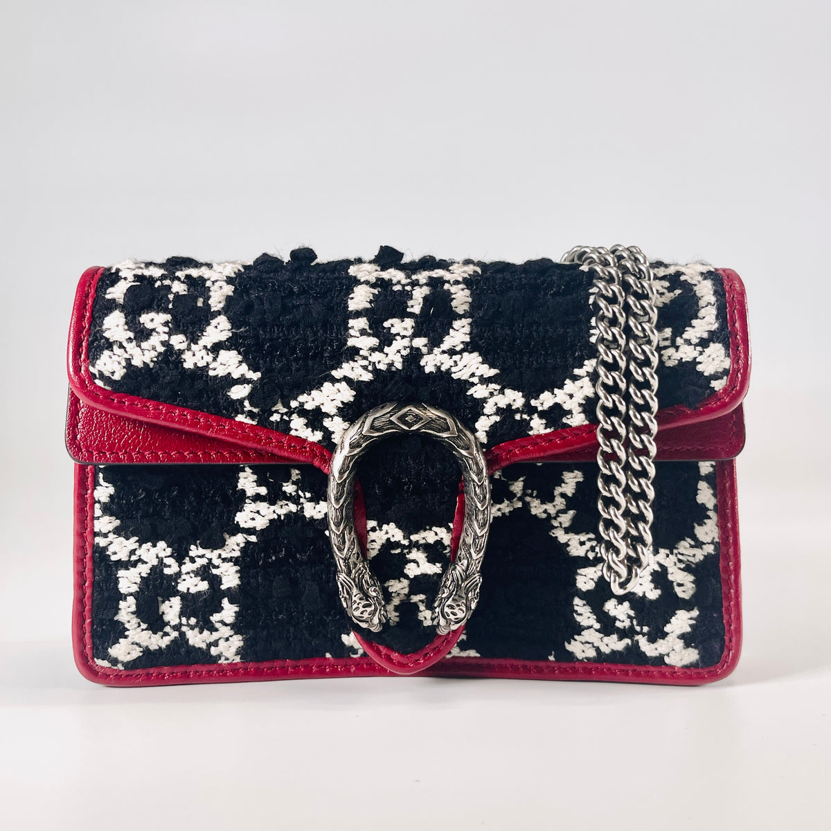 2604 secondhand GUCCI Dionysus GG wool Chain Shoulder Bag