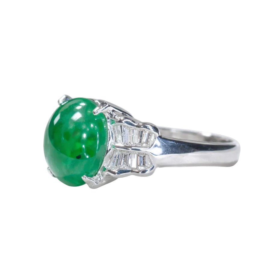 2605 secondhand Pt850 ring jade 2.65/D0.38ct 6.3g #9