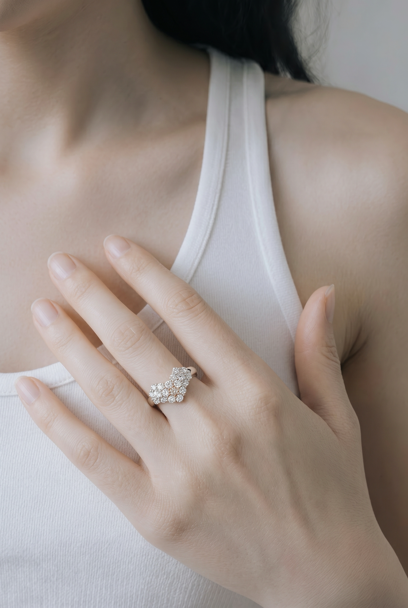 2604 Pt900/K18 Ring FD0.08ct/0.92ct 8g