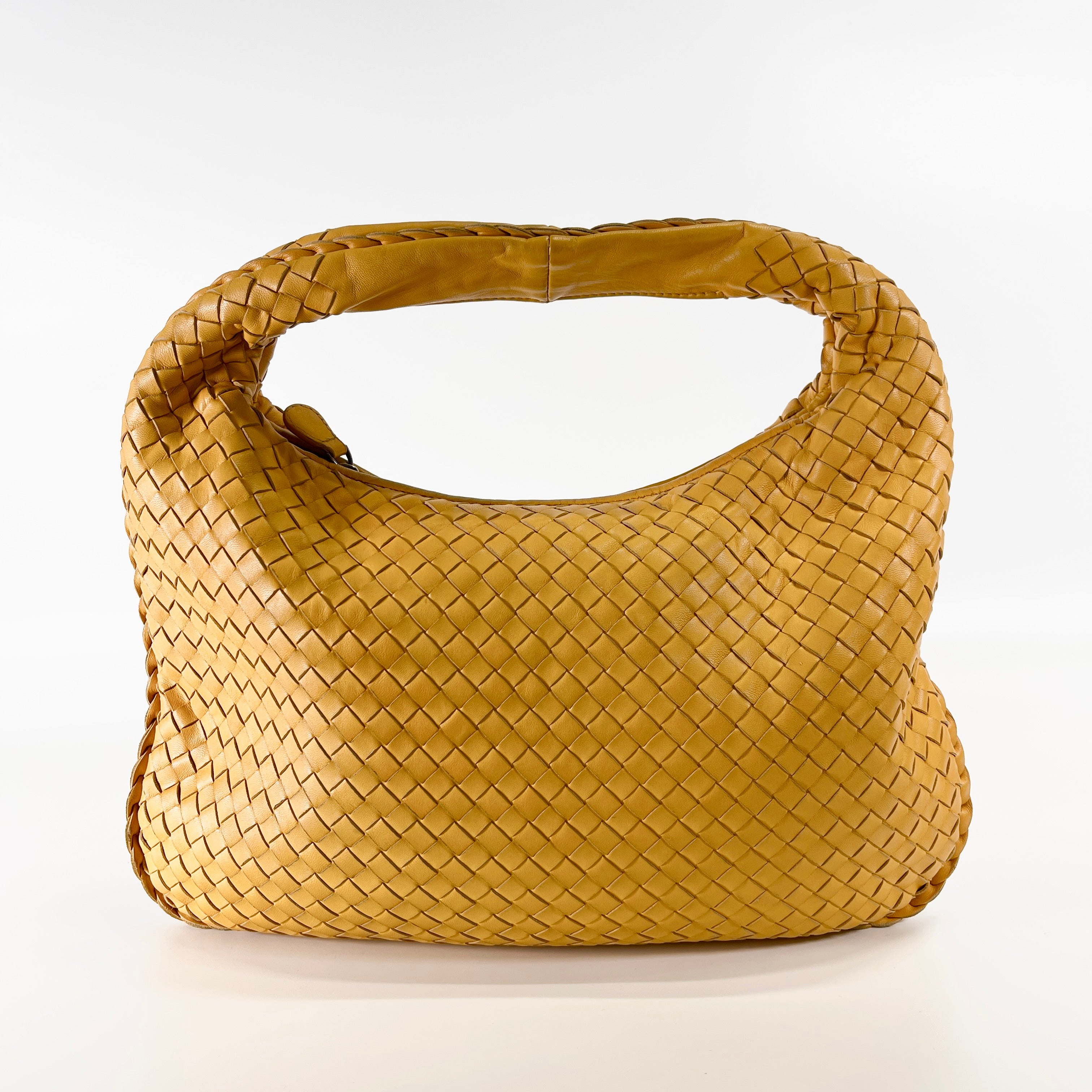 2603 secondhand BOTTEGAVENETA Intrecciato hobo leather Shoulder bag Yellow