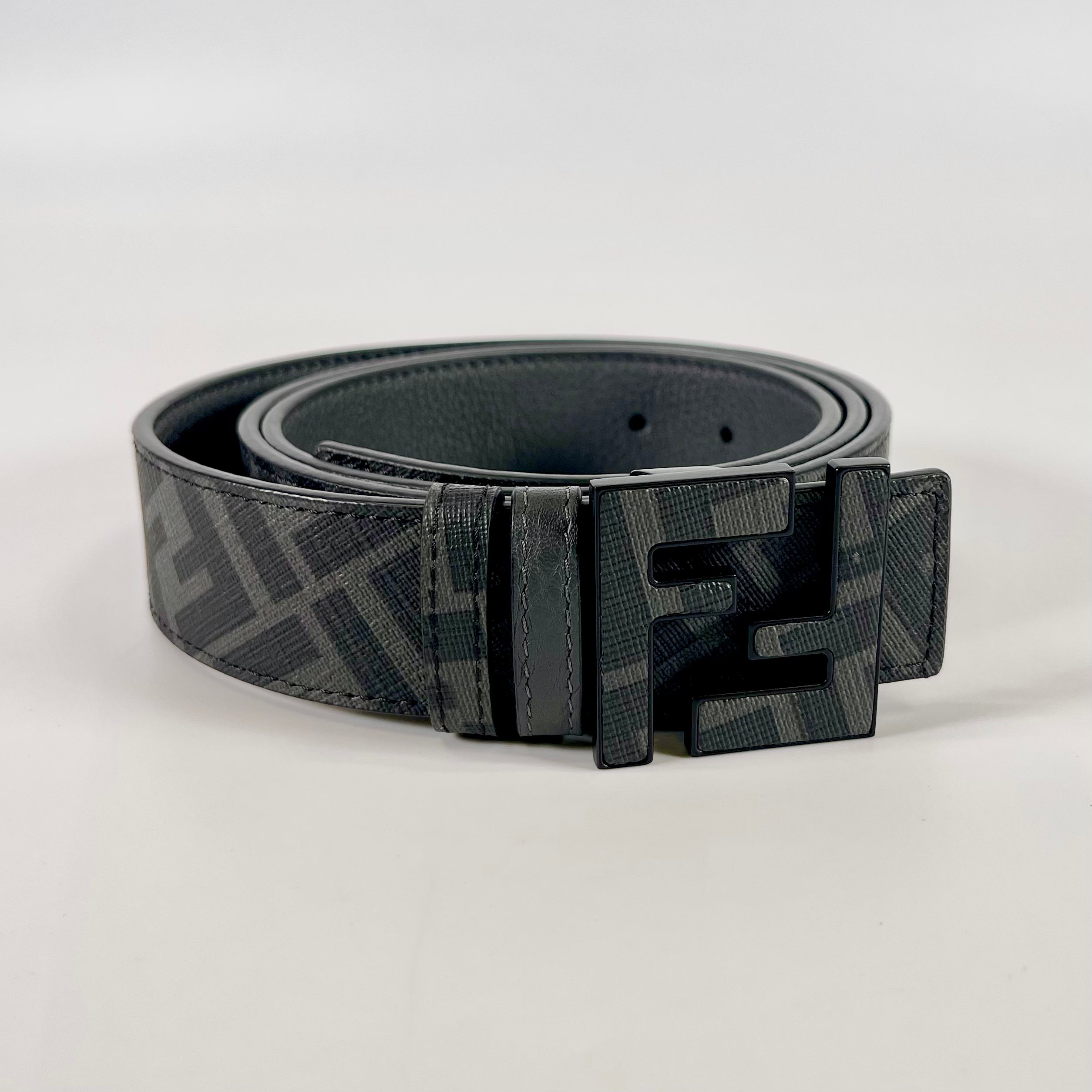 2511 FENDI Selleria Zucca Reversible Belt, Black