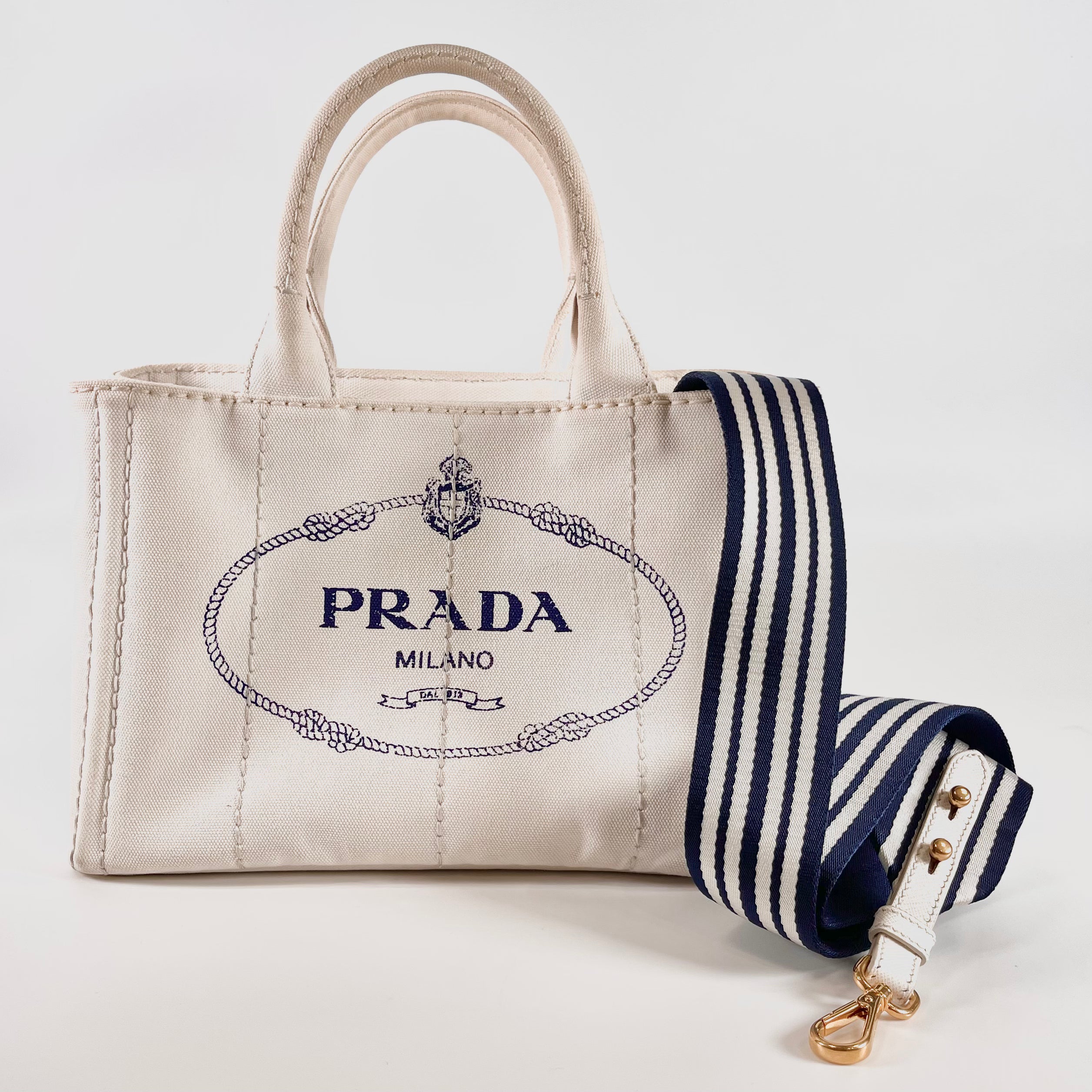 2602 secondhand PRADA brand bag 1BG439 CANAPA mini BIANCO/BLU strap