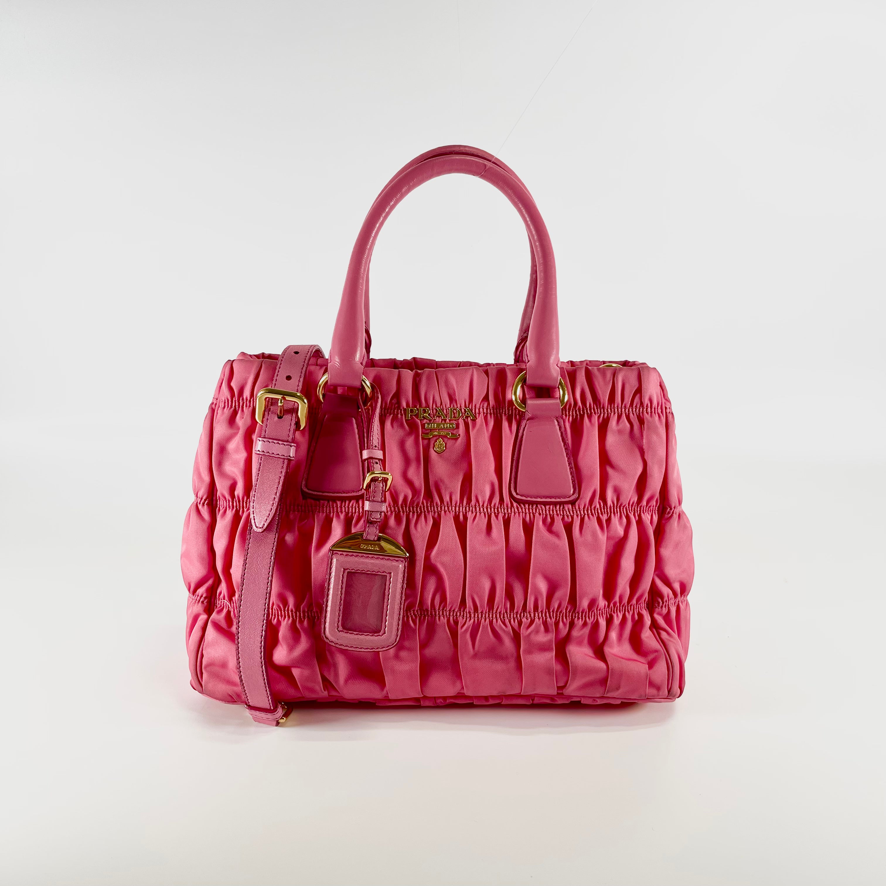 2601 secondhand PRADA 2WAY handbag ring pink