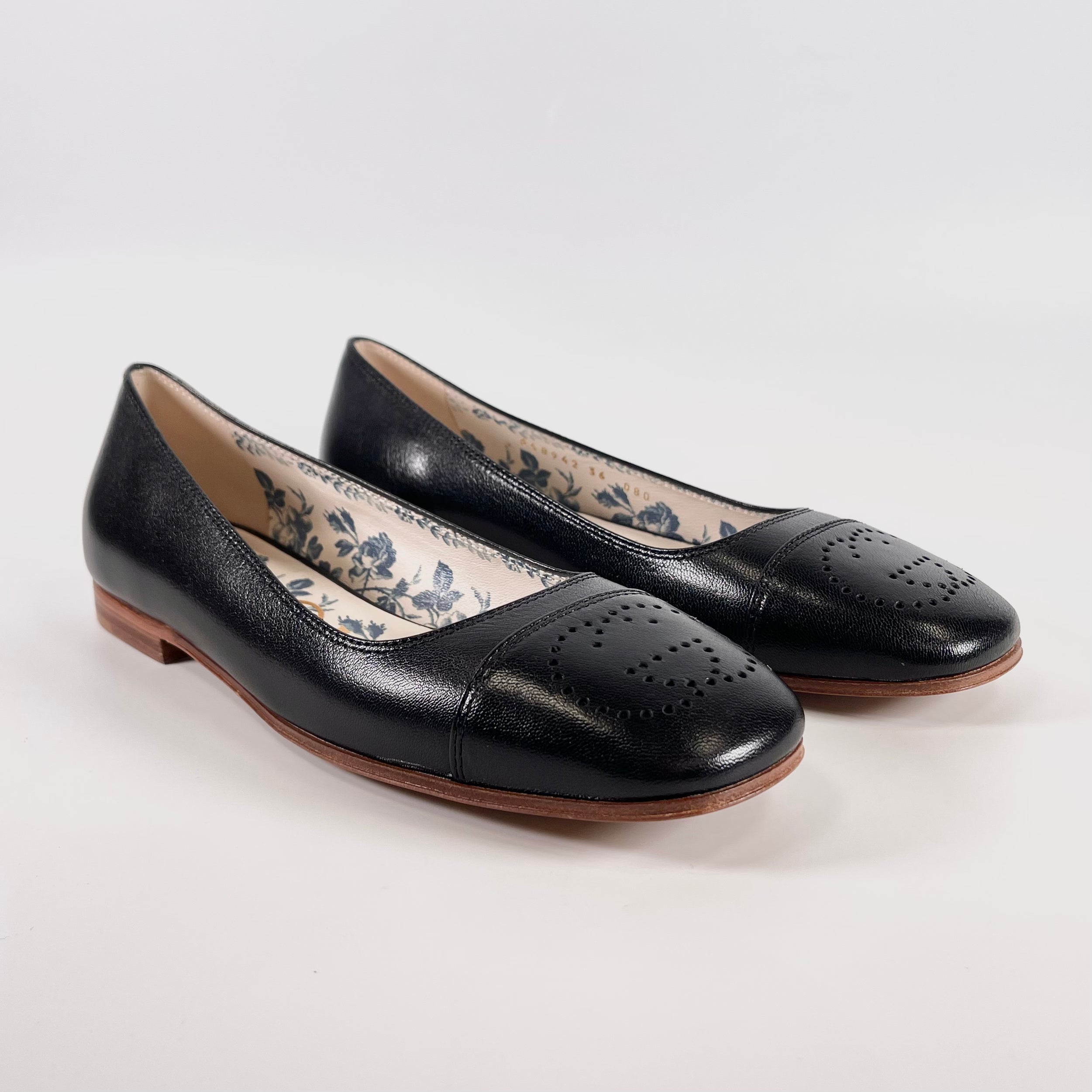 2602 secondhand GUCCI Interlocking G leather Flat Pumps 36 Women's black 658942