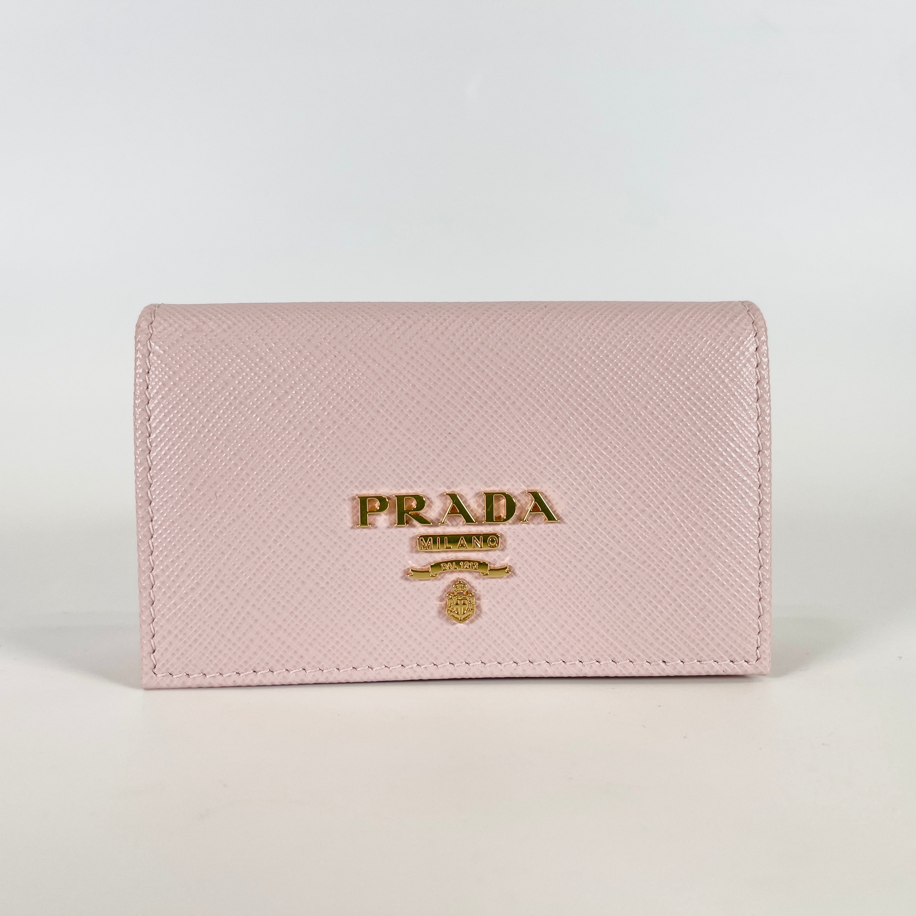 2603 secondhand PRADA Saffiano 1MC122 leather Card Case pink