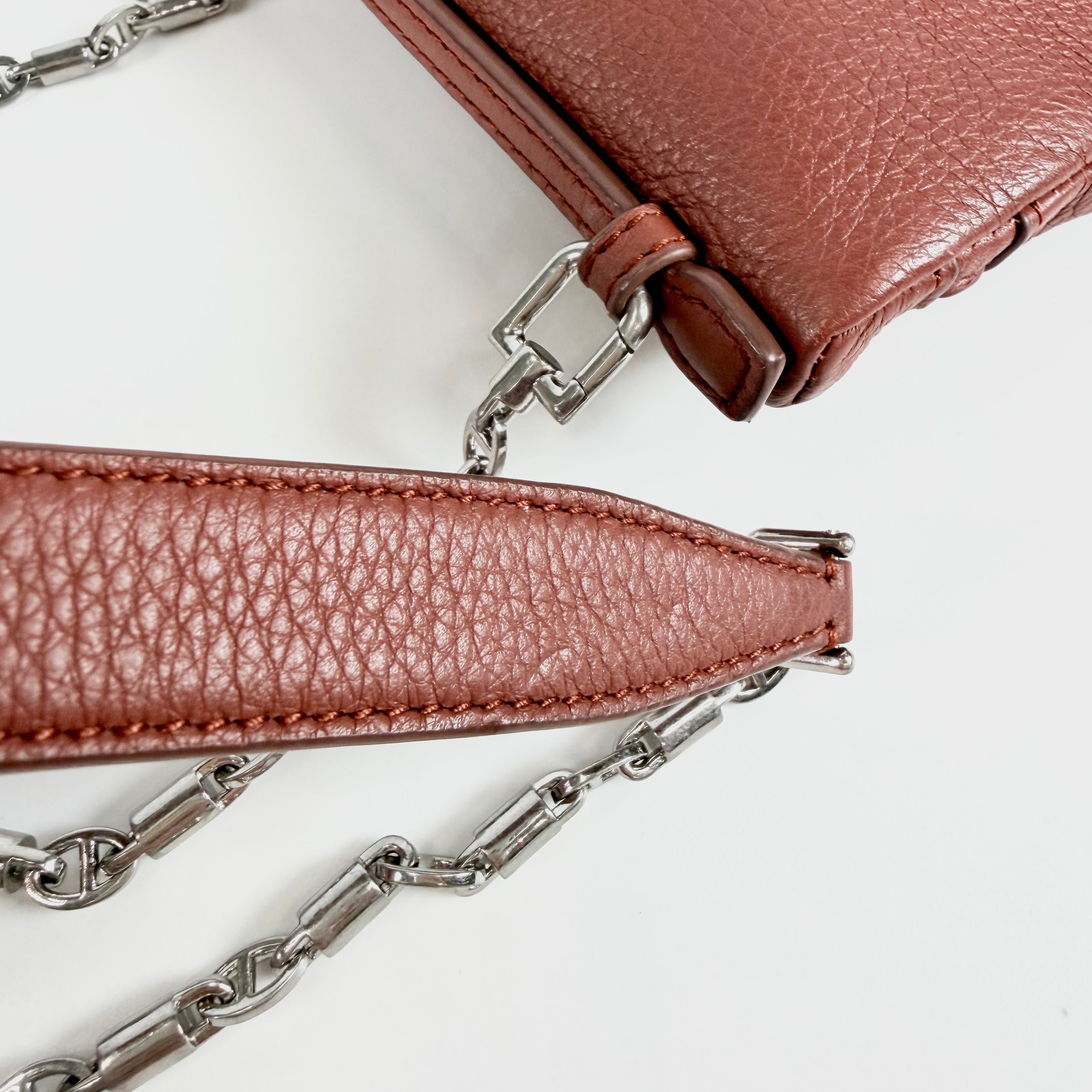 2608 secondhand Loro Piana St pocket leather Chain Shoulder Bag Brown