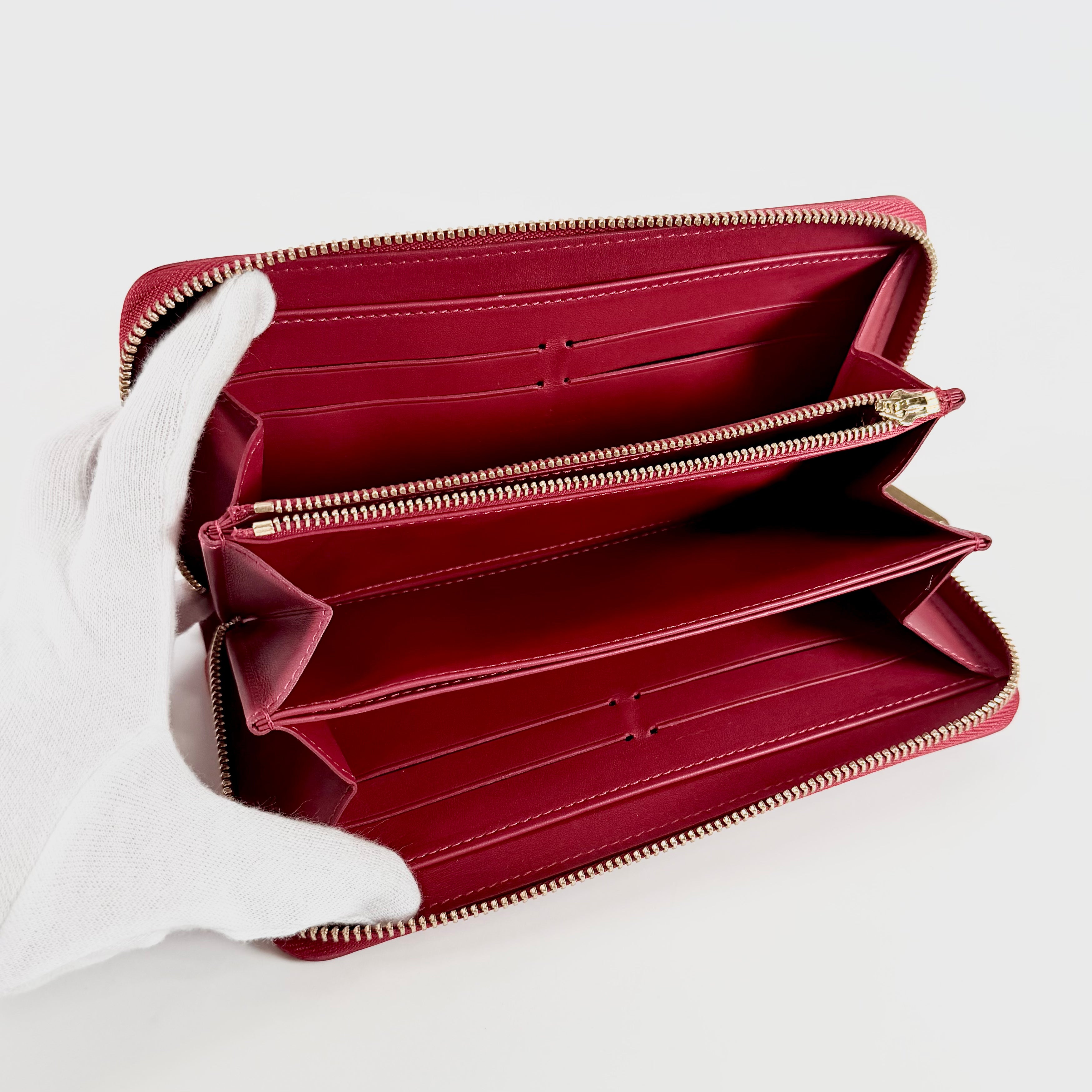 2608 secondhand LV M58036 Vernis Rayures Zippy Wallet Poppy Petal
