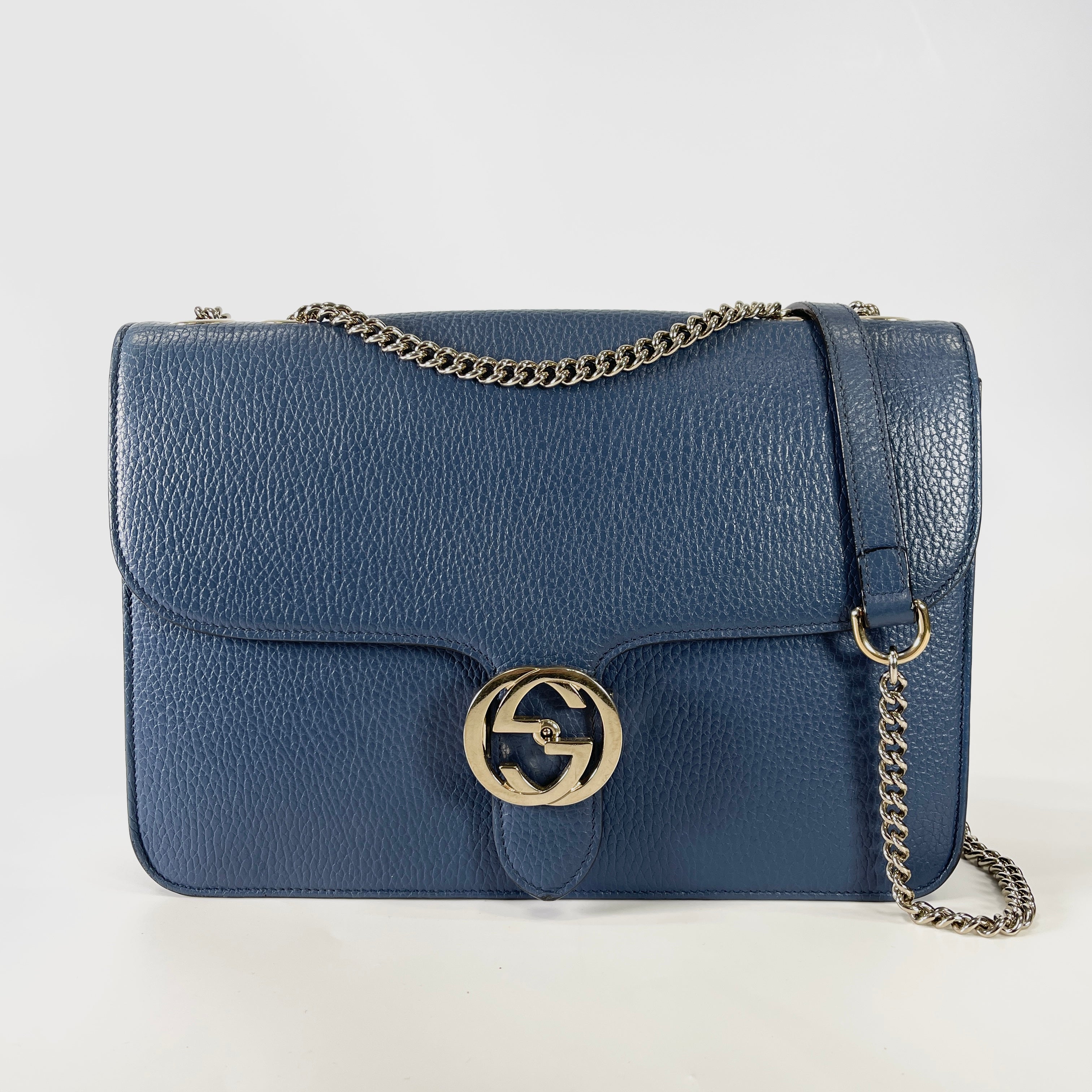 2604 secondhand GUCCI Interlocking shoulder blue