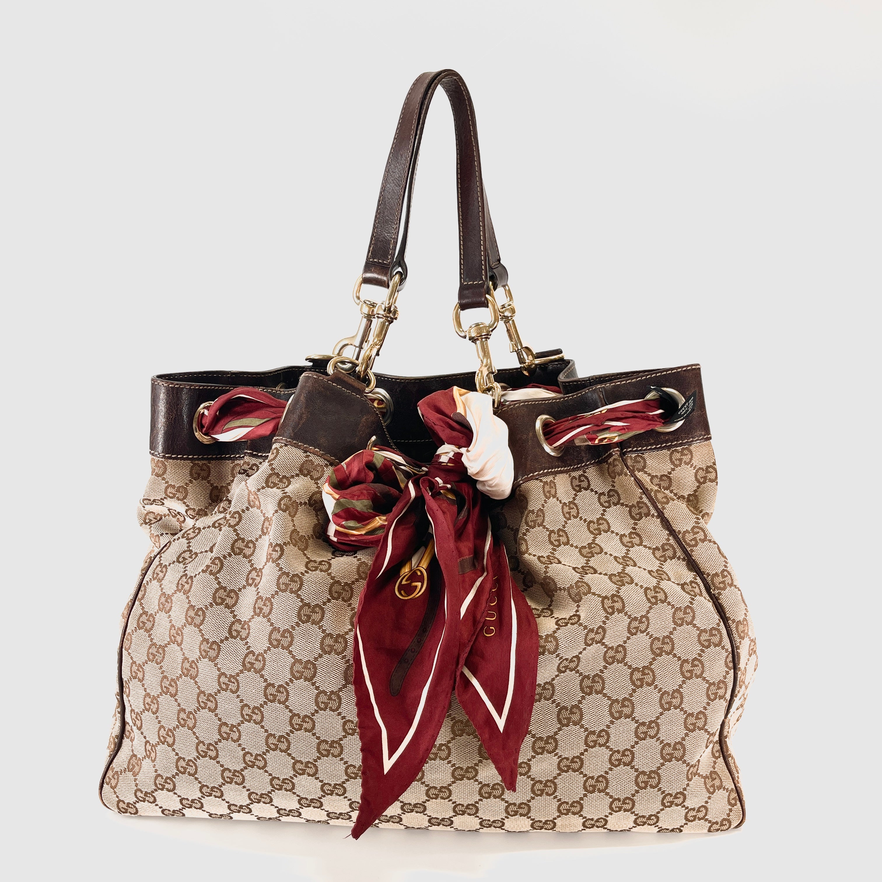 2603 secondhand GUCCI 153033 canvas × leather GG canvas Tote Bag