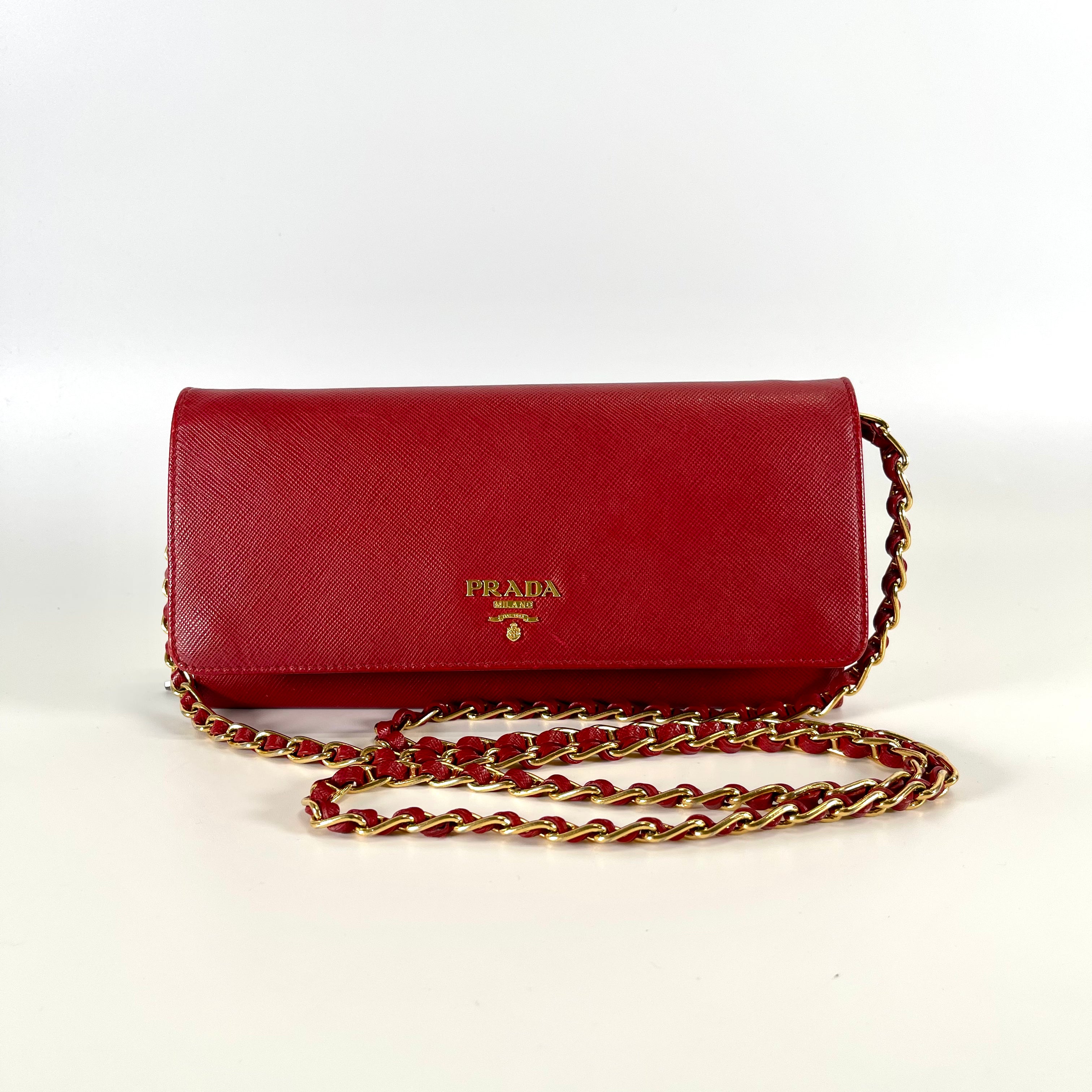 2512 secondhand PRADA Saffiano chain shoulder bag