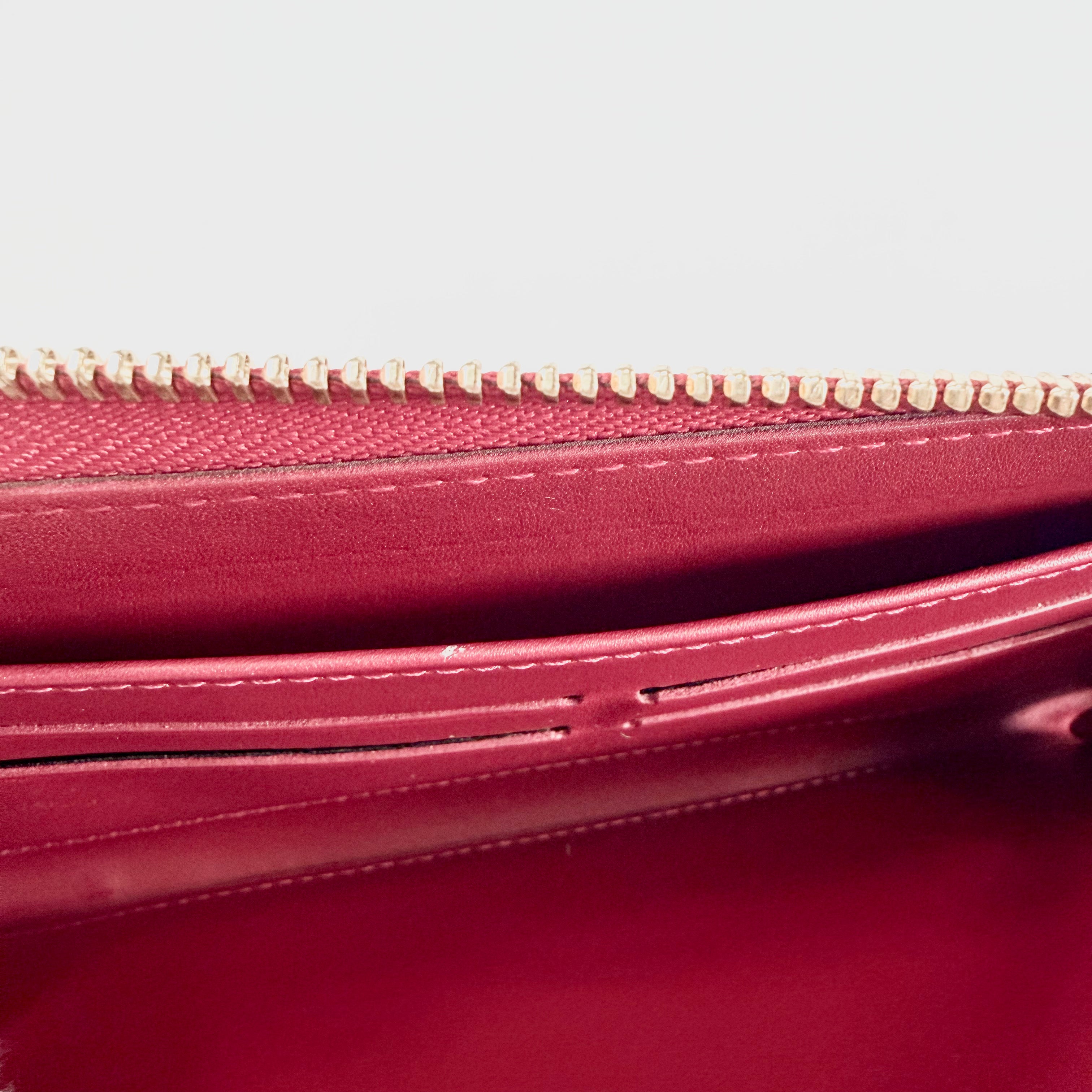 2608 secondhand LV M58036 Vernis Rayures Zippy Wallet Poppy Petal