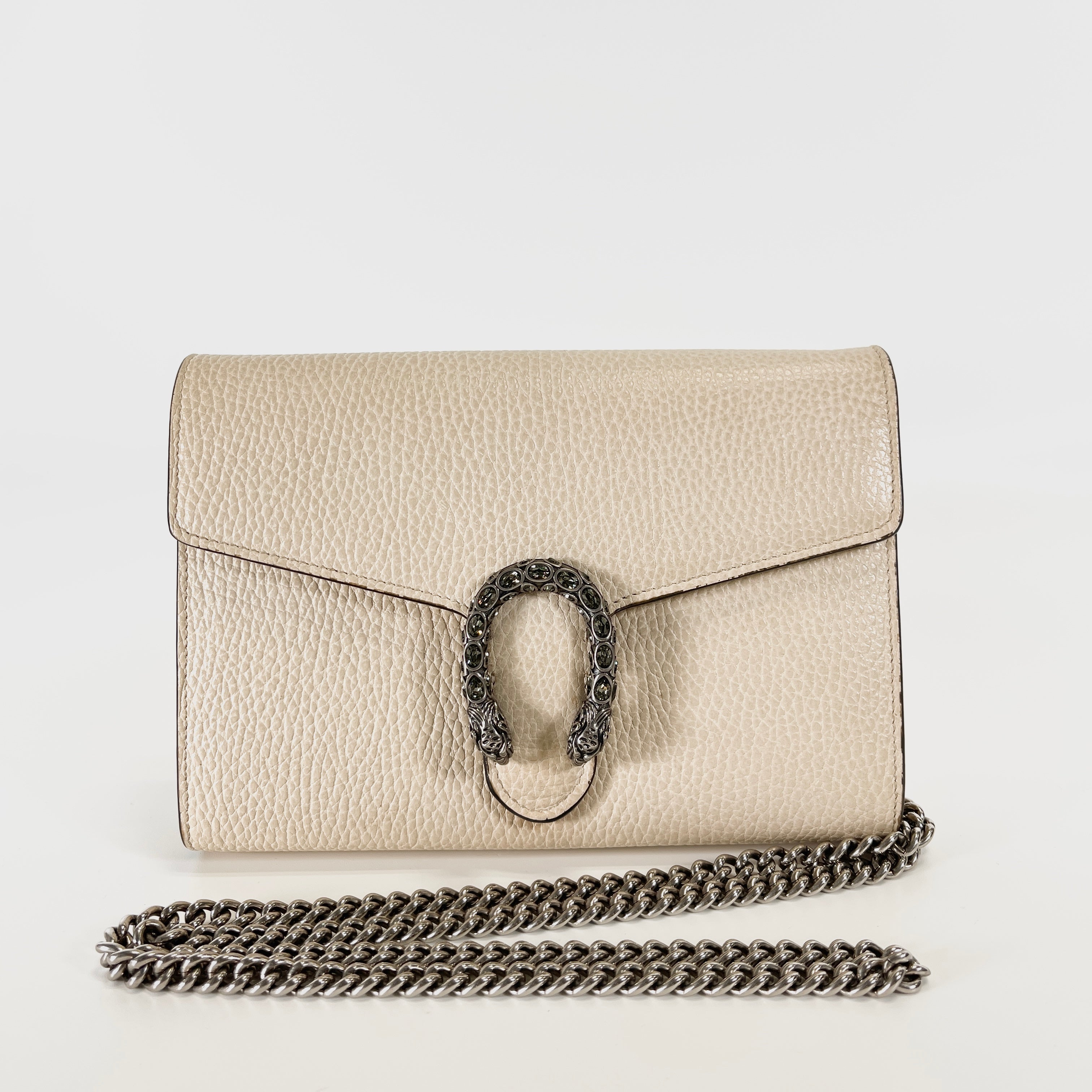 2603 secondhand GUCCI Dionysus leather Chain Wallet beige 401231