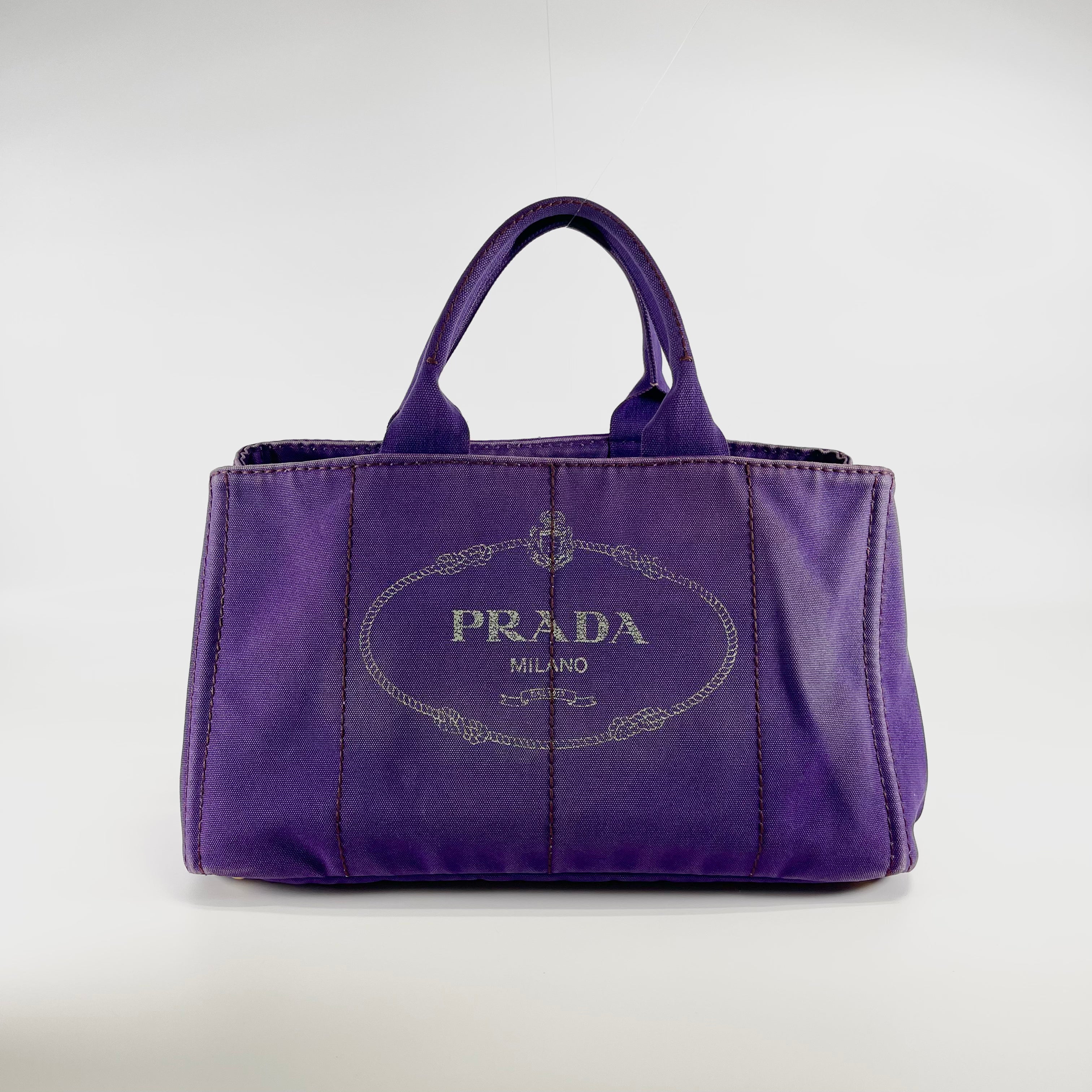2601 secondhand PRADA Canapa hand bag purple canvas