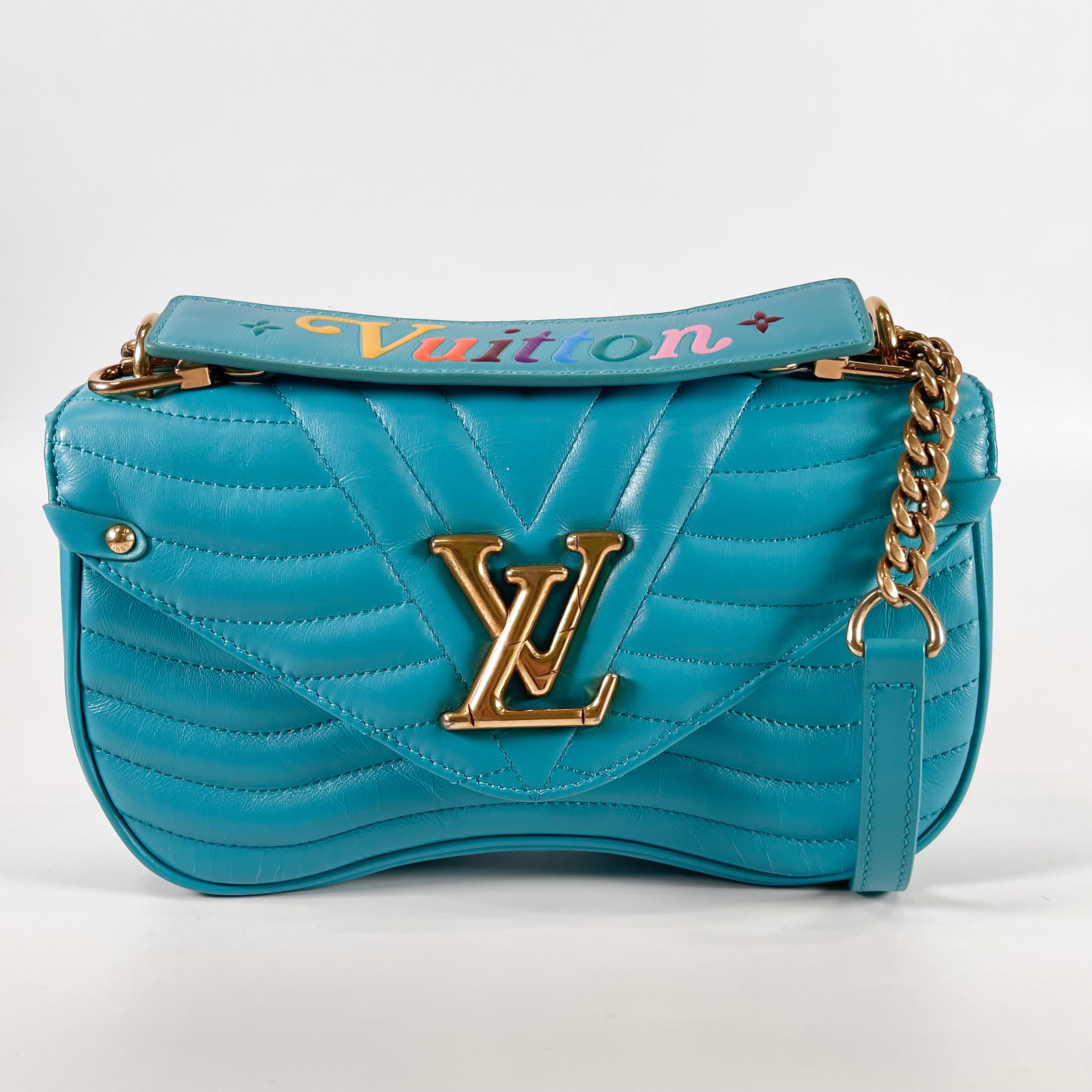 2602 secondhand LV brand bag New Wave chain MM NZ2128 Turquoise