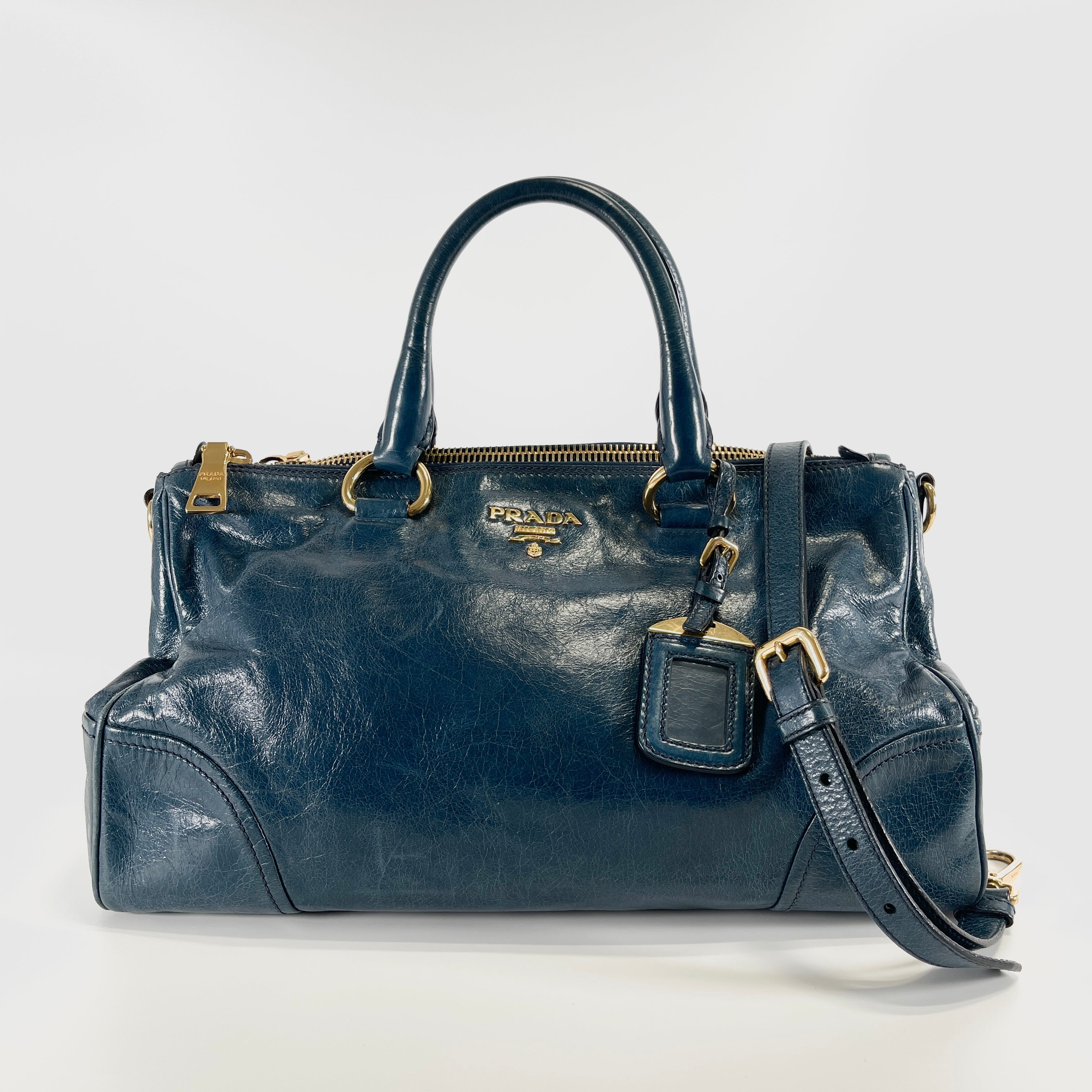 2605 secondhand PRADA brand bag 2WAY shoulder blue