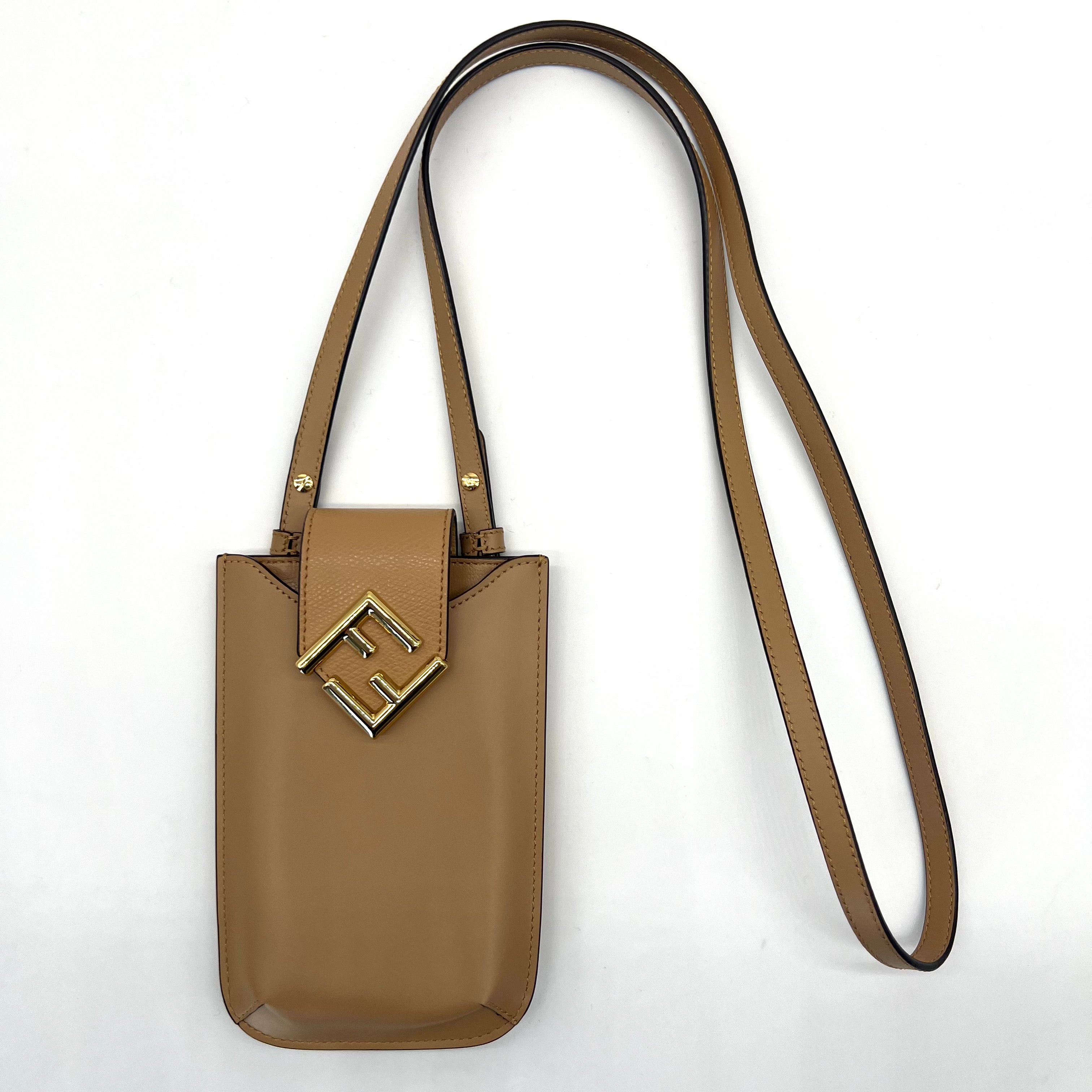 2510 FENDI FF Diamond Leather Shoulder Bag Brown 7AS188