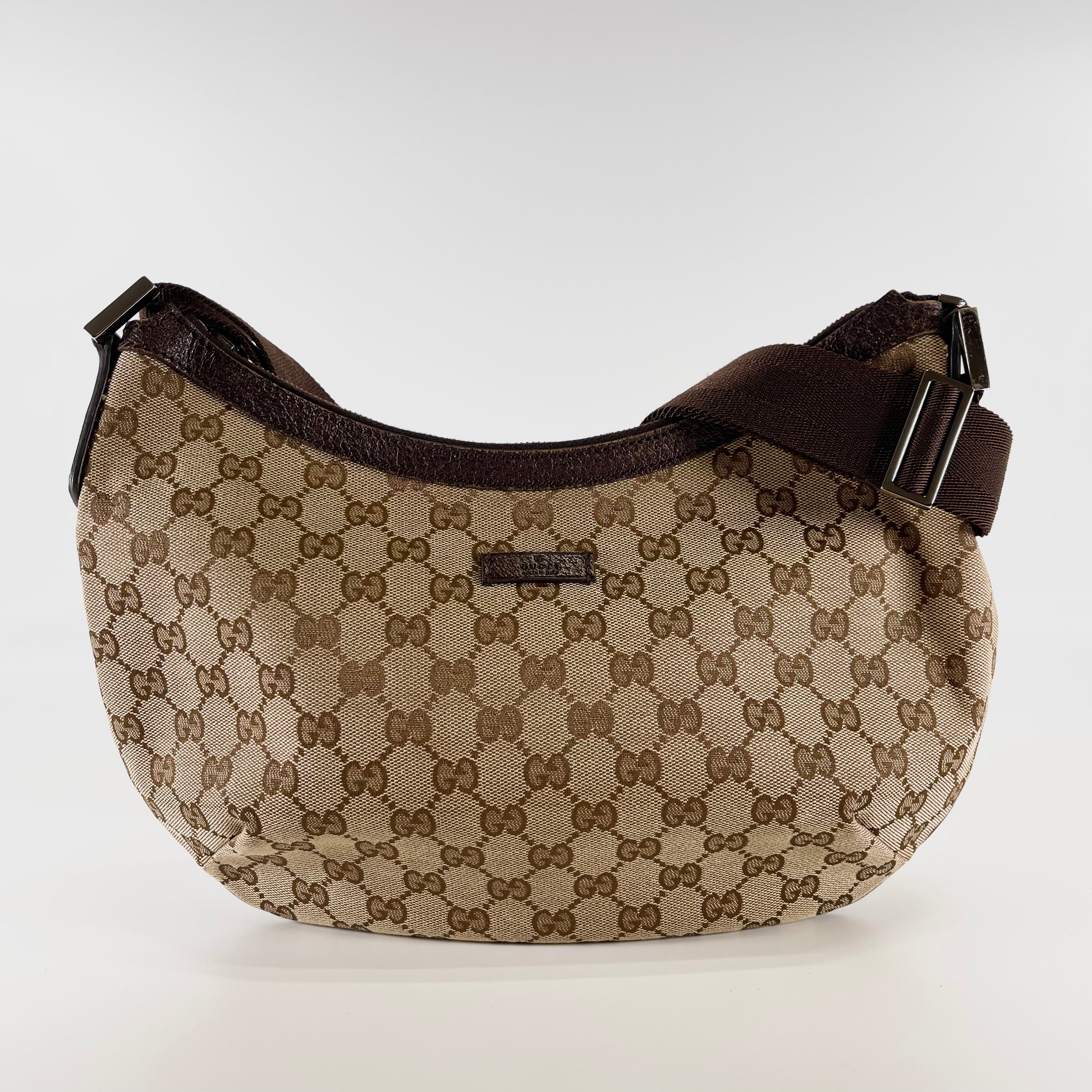 2603 secondhand GUCCI CROSS BODY BAG 8588 BEIGE+DARK BROWN