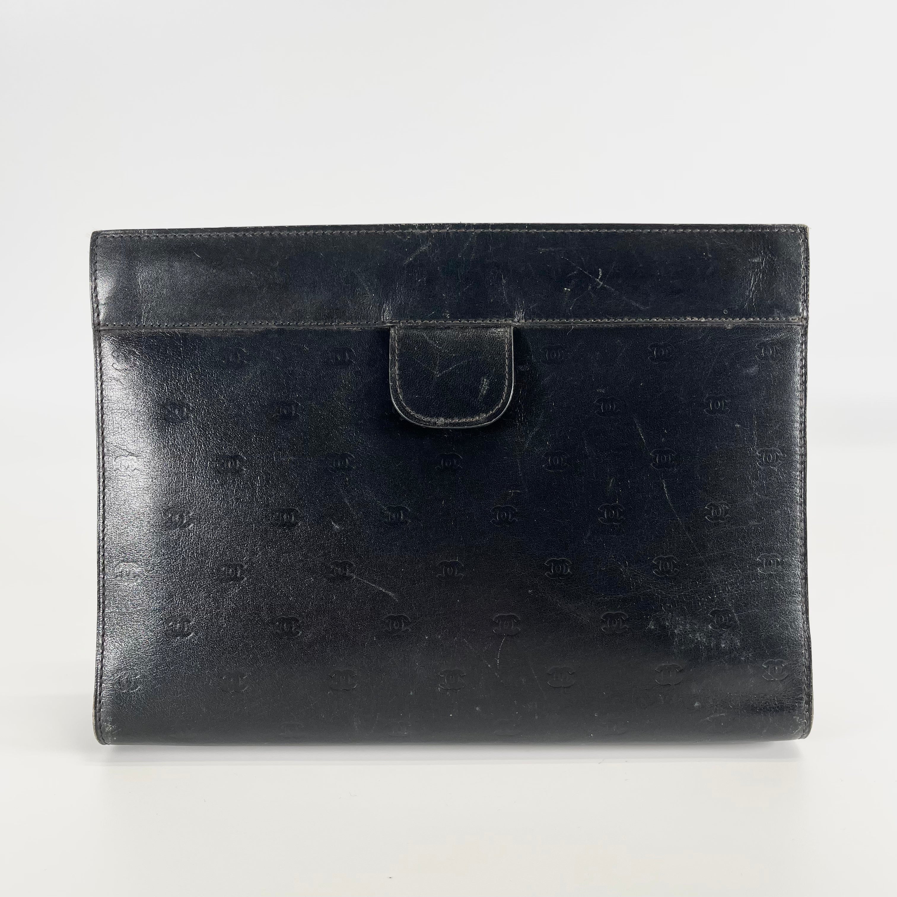 2603 secondhand CHANEL brand bag leather clutch black 4