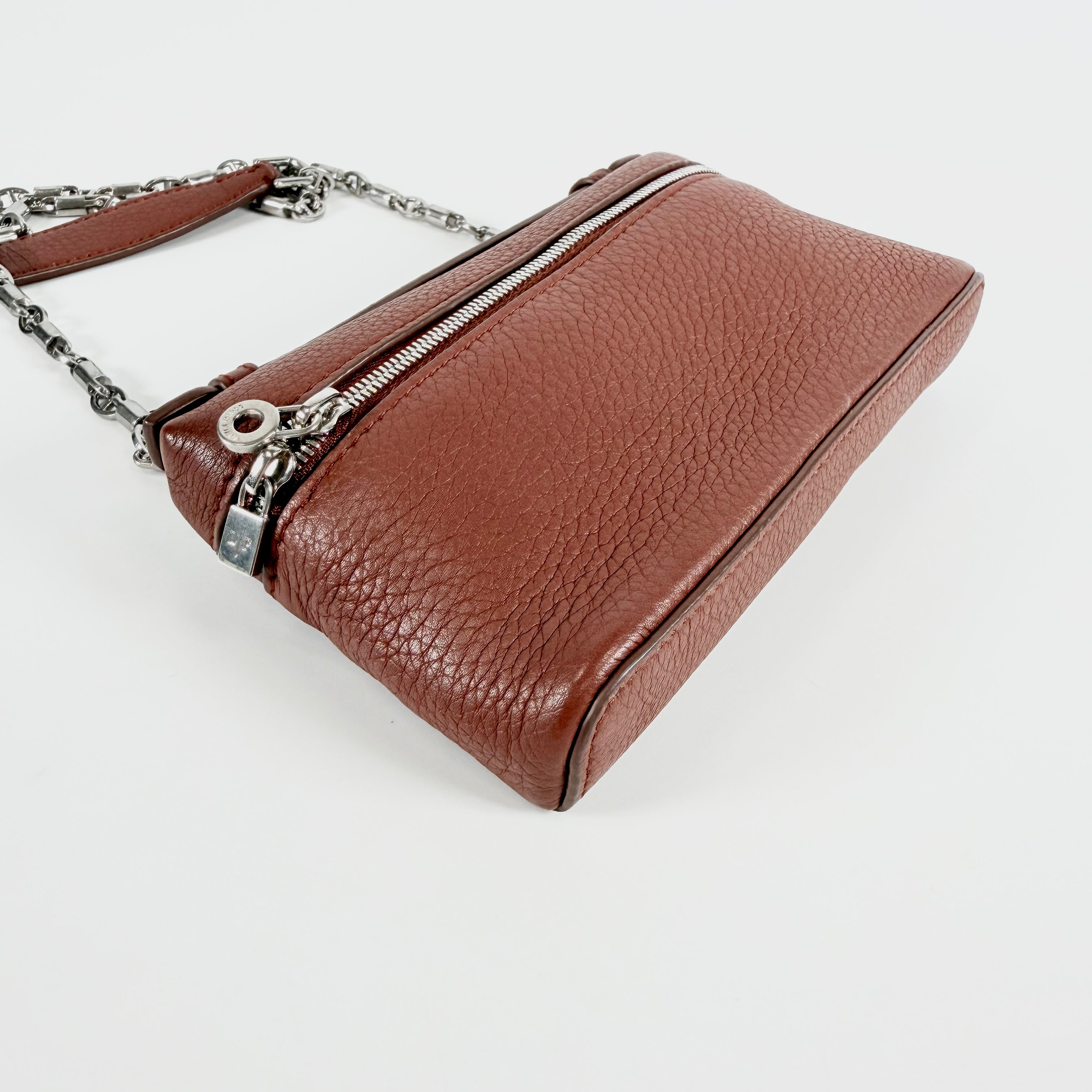 2608 secondhand Loro Piana St pocket leather Chain Shoulder Bag Brown
