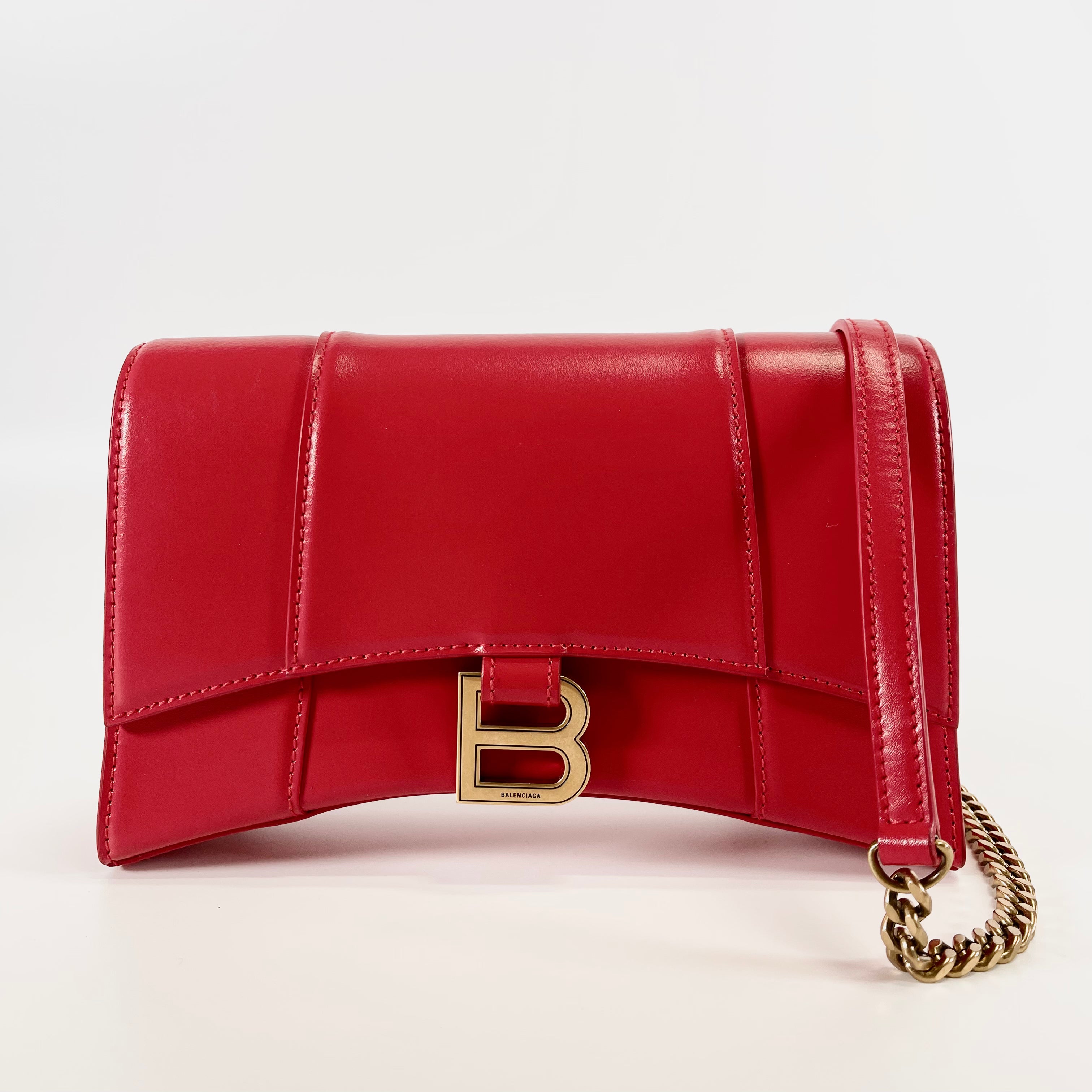 2602 secondhand BALENCIAGA Hourglass Leather Red