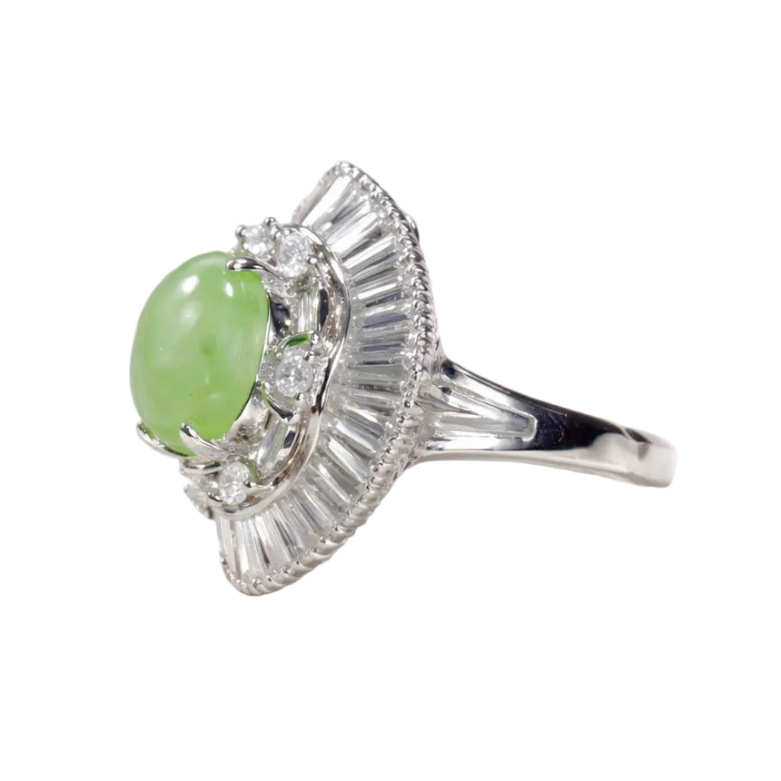 2605 secondhand Pt900 ring Cat’s Eye 5.57/D2.37ct 16.5g #12