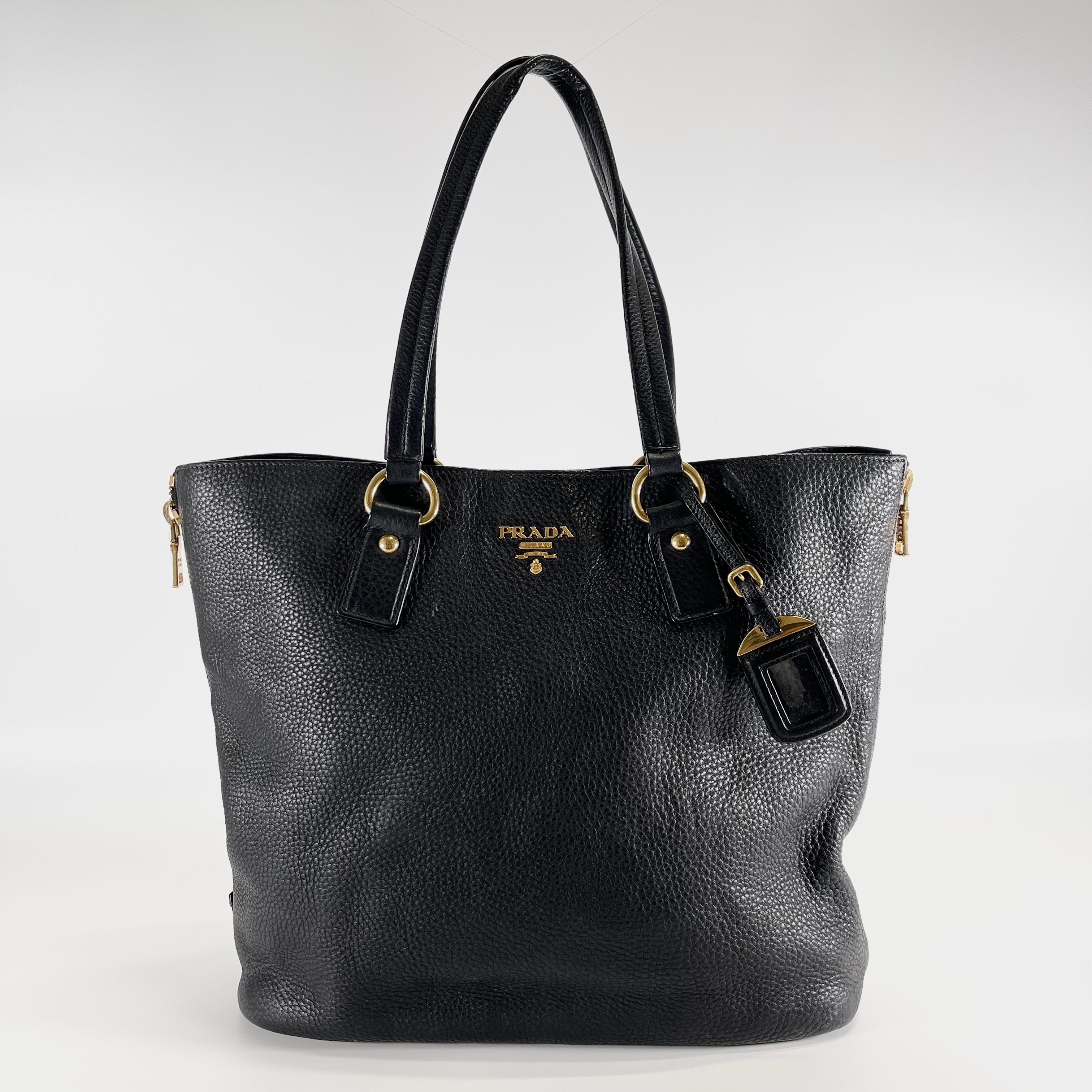 2602 secondhand PRADA Tote Bag leather black