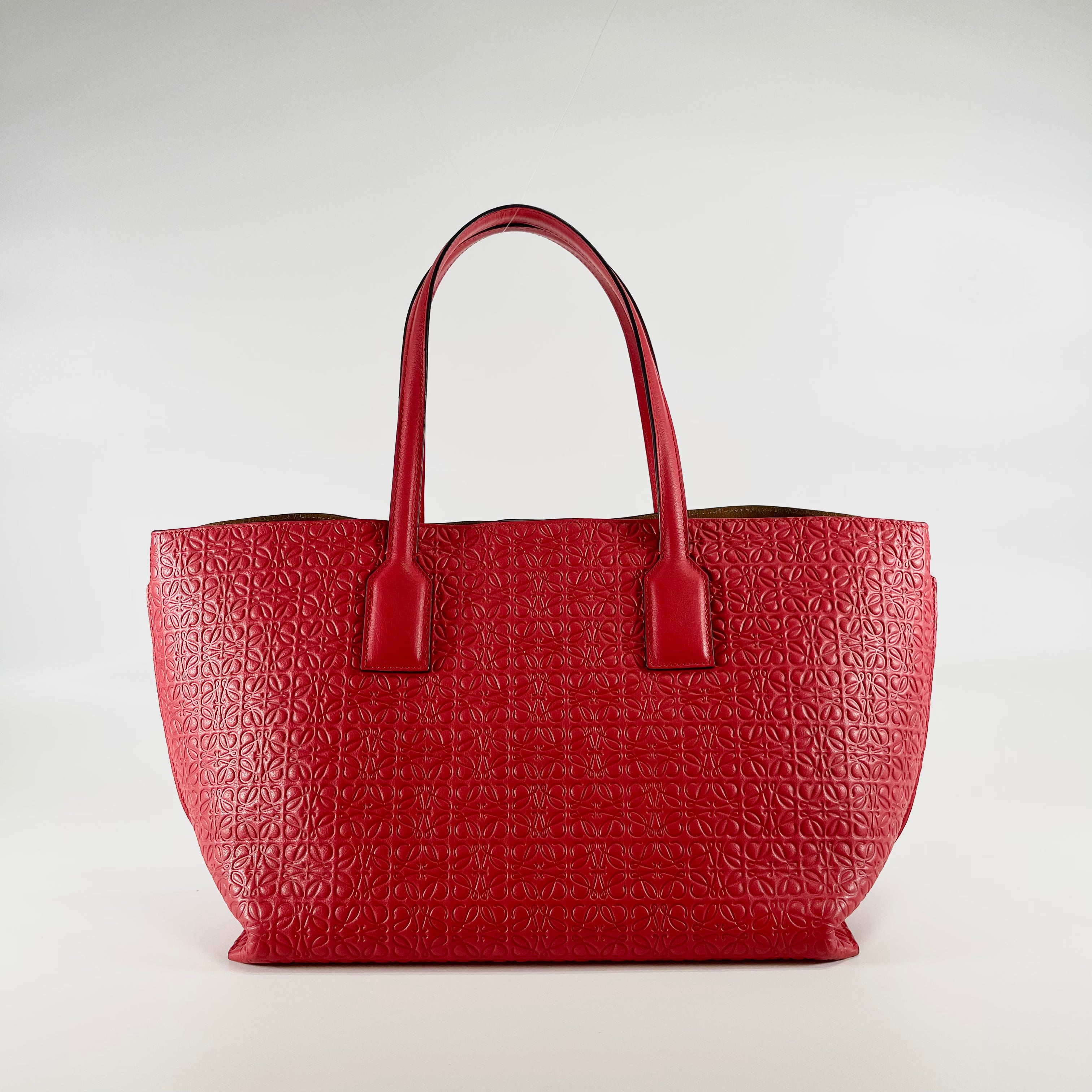 2601 secondhand LOEWE anagram Tote Bag Red leather