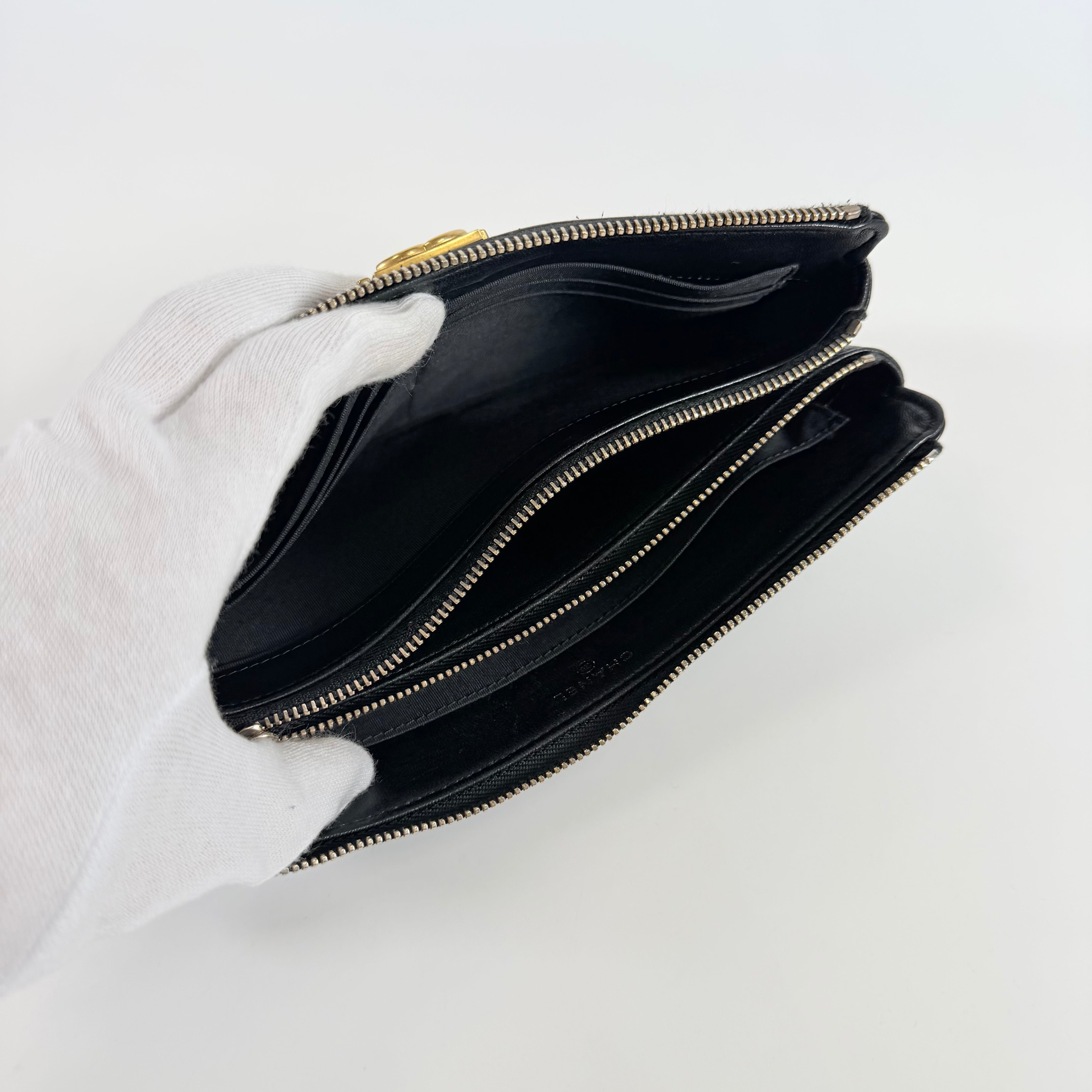 2608 secondhand CHANEL Lambskin Wallet Black
