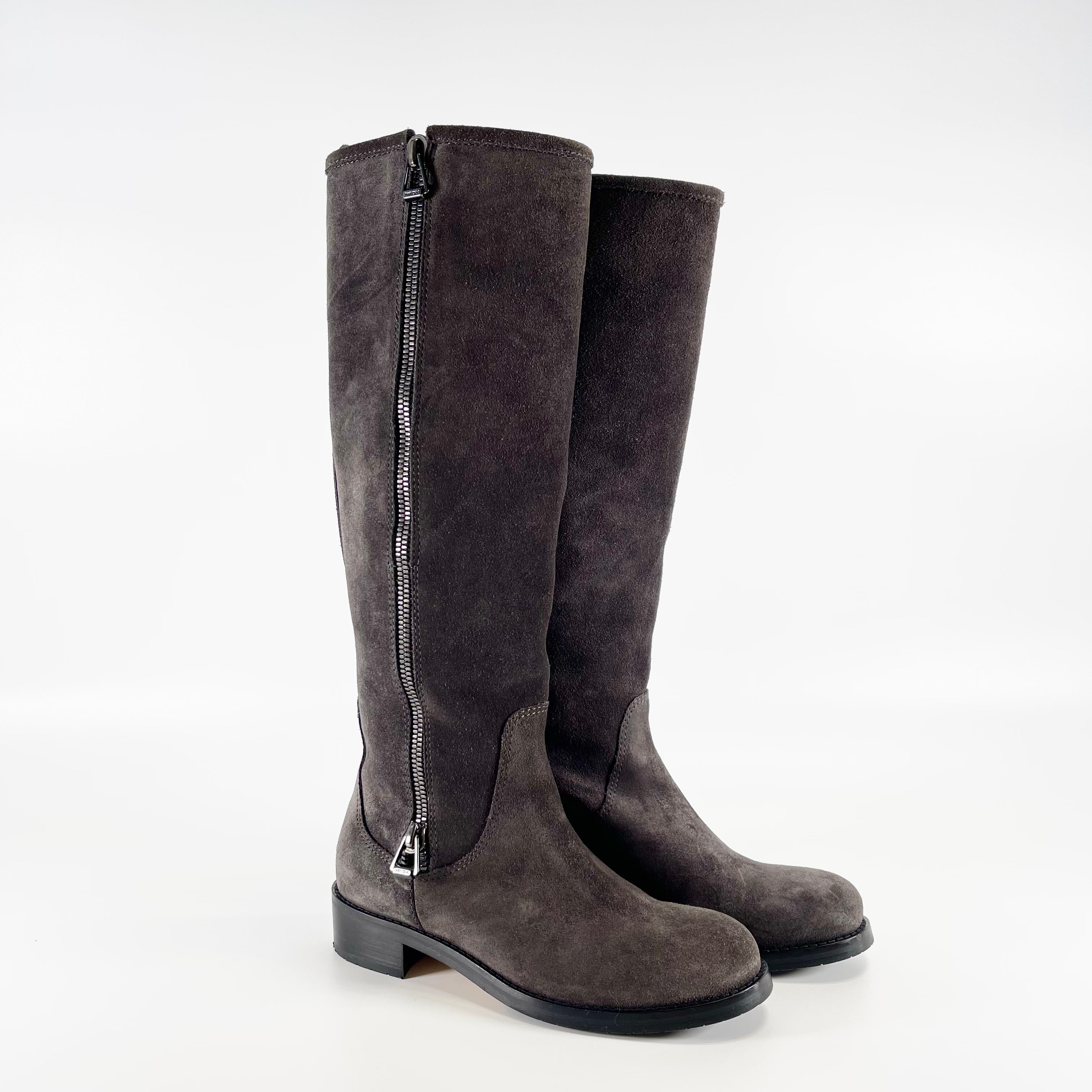 2601 secondhand JIMMYCHOO suede long boots 36 1/2 Women's gray