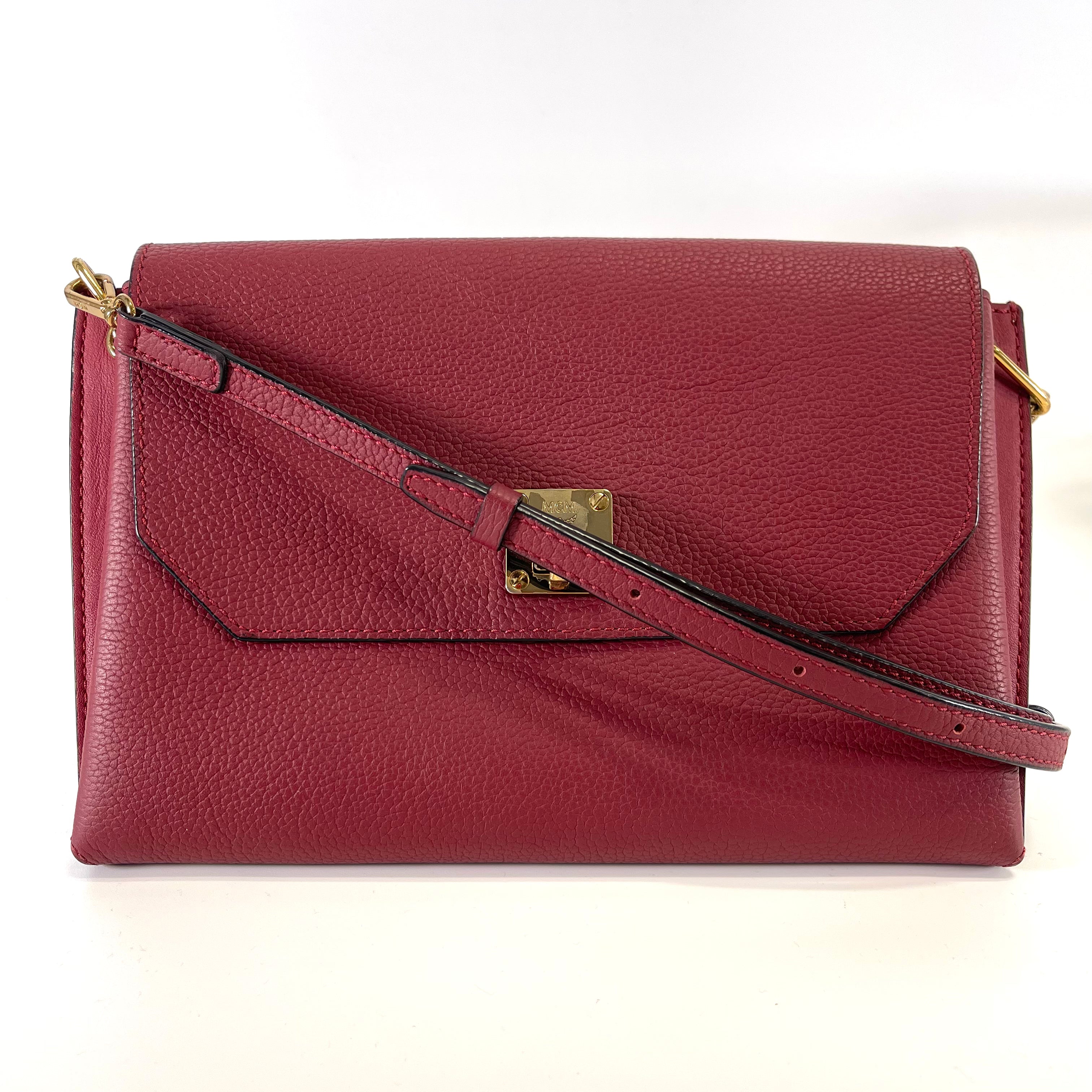 2512 secondhand MCM leather shoulder bag Red strap