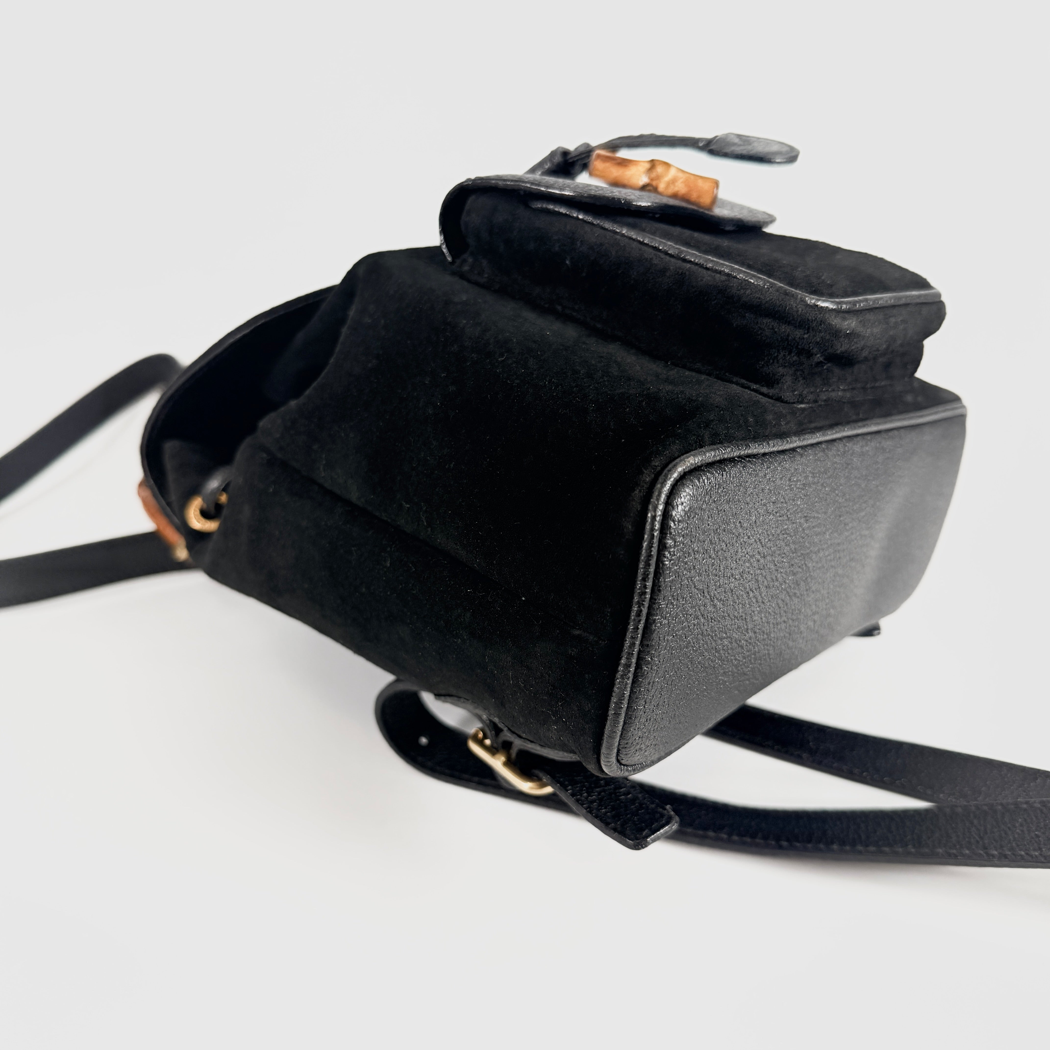 2606 Secondhand Gucci Bamboo Suede & Leather Backpack Bag