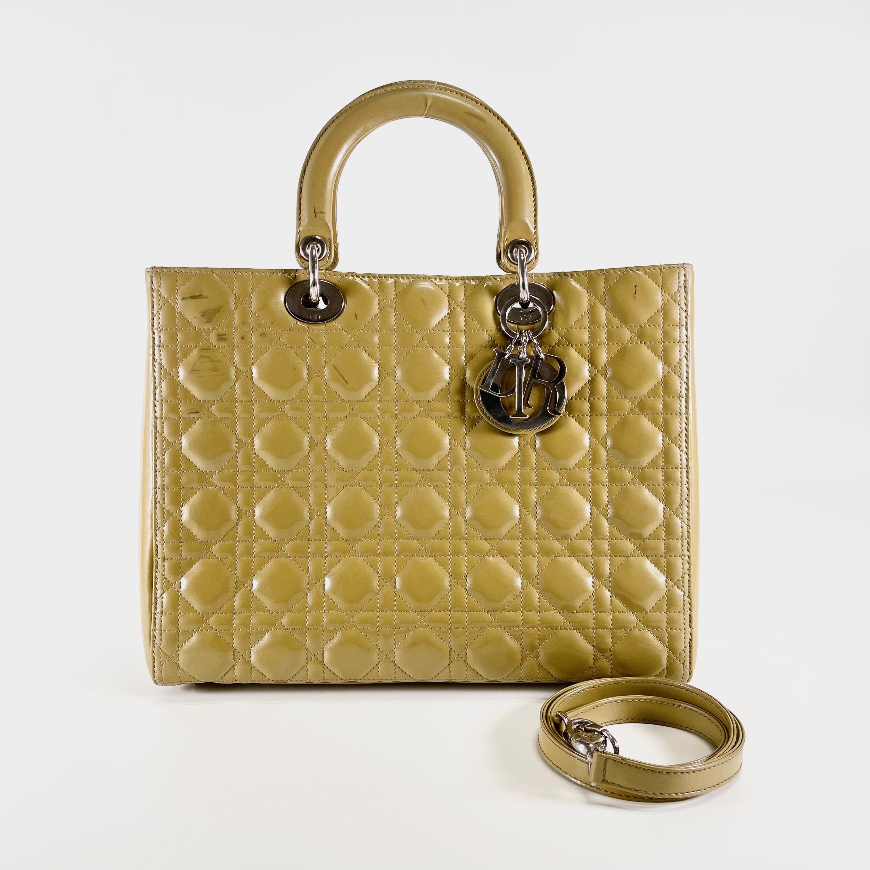 2602 secondhand CD brand bag patent Lady Dior 09 MA 1120 A Yellow strap