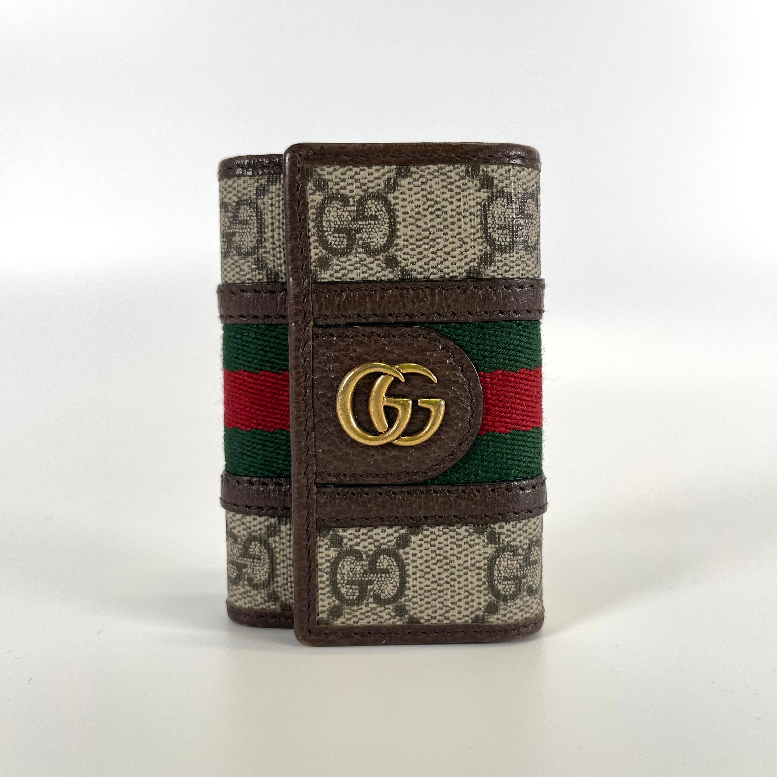 2510 GUCCI Ophidia GG Supreme PVC and Leather Key Case, Beige