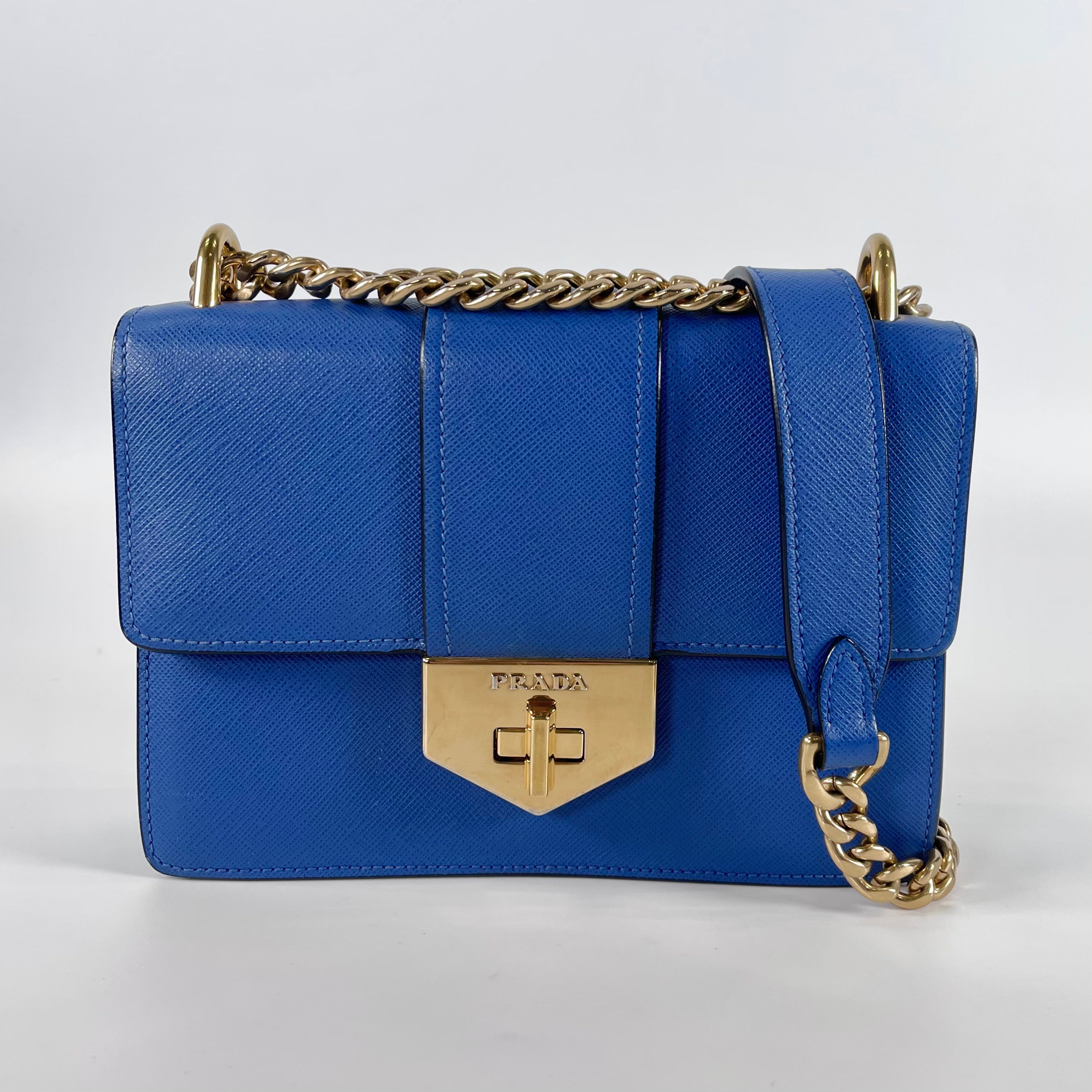2601 PRADA Saffiano Chain Shoulder blue