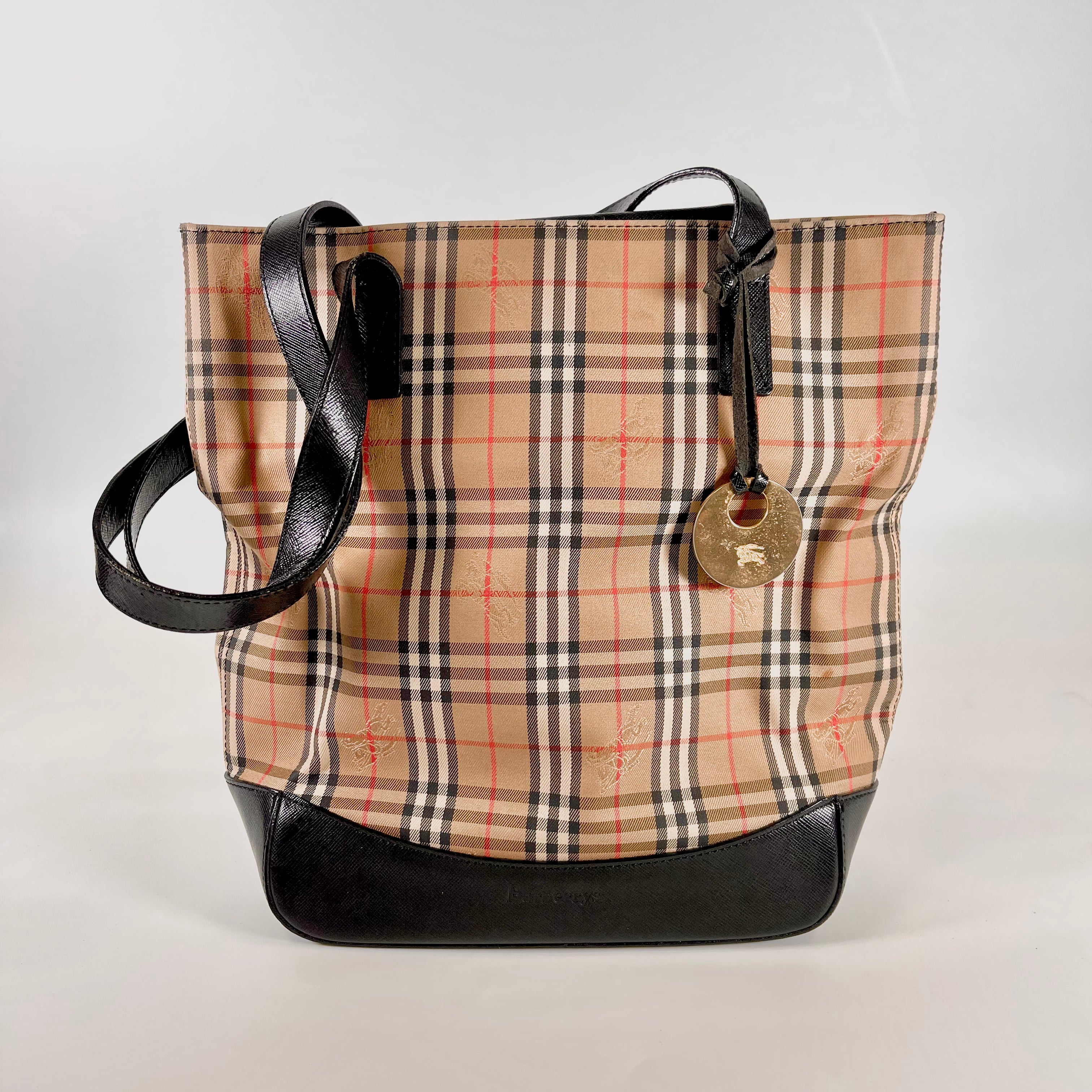 2602 secondhand BURBERRY check hand bag