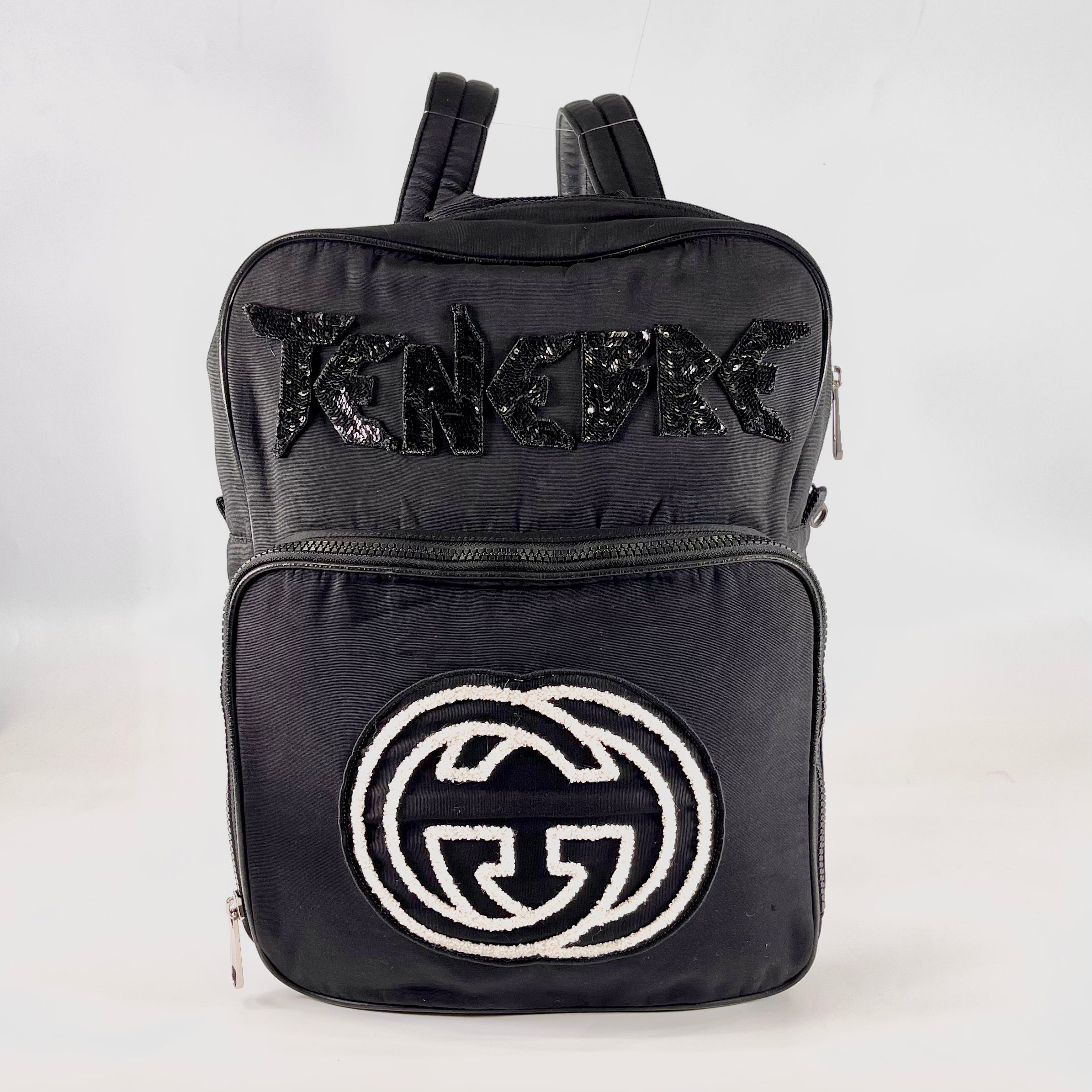 2601 secondhand GUCCI backpack black canvas × beads