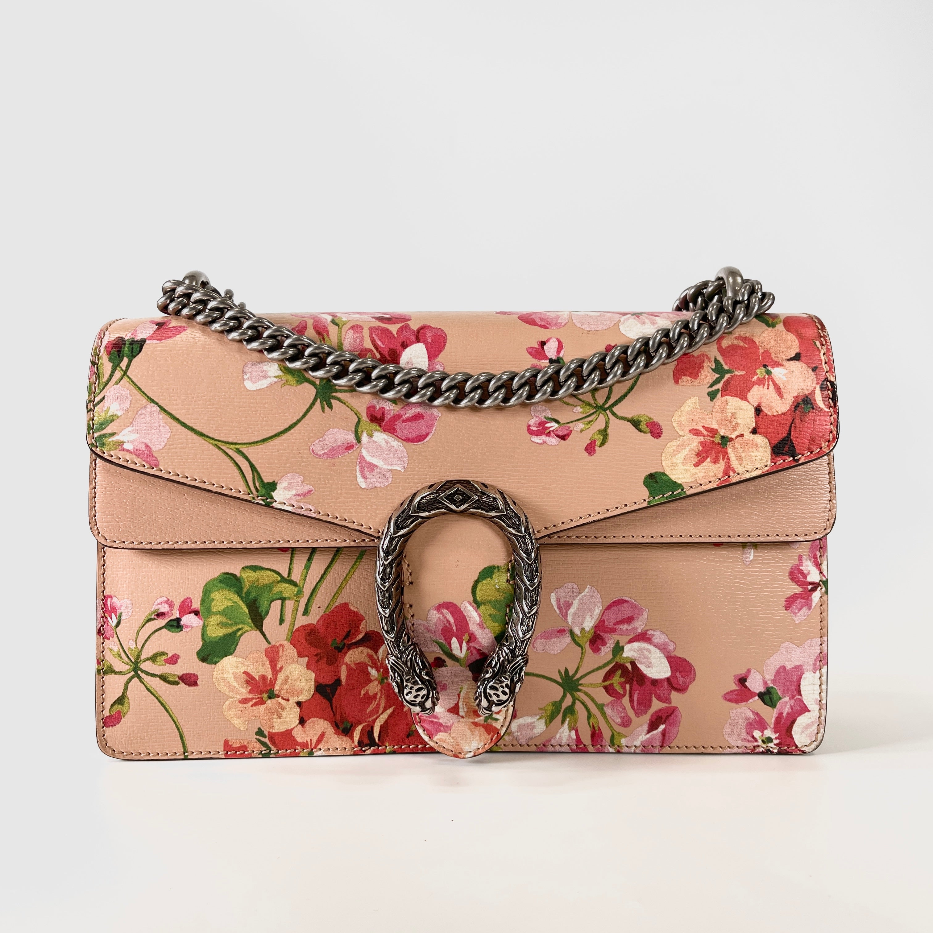2605 secondhand GUCCI Dionysus Blooms flora Print chain Crossbody Bag