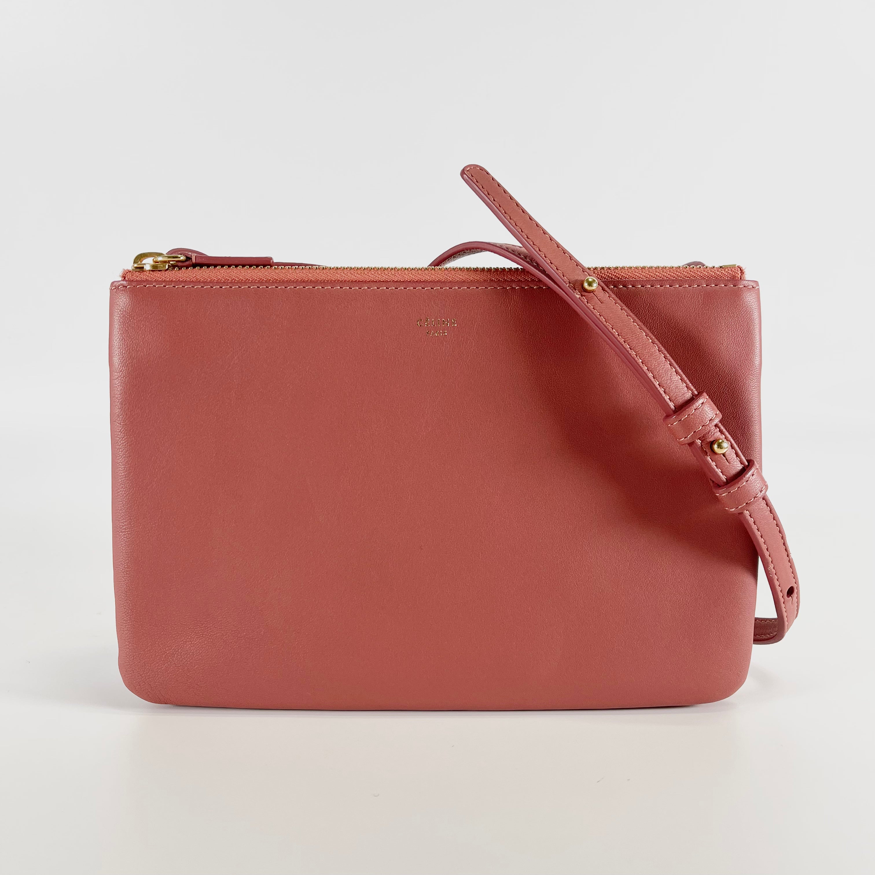 2512 secondhand CELINE trio leather Shoulder bag pink
