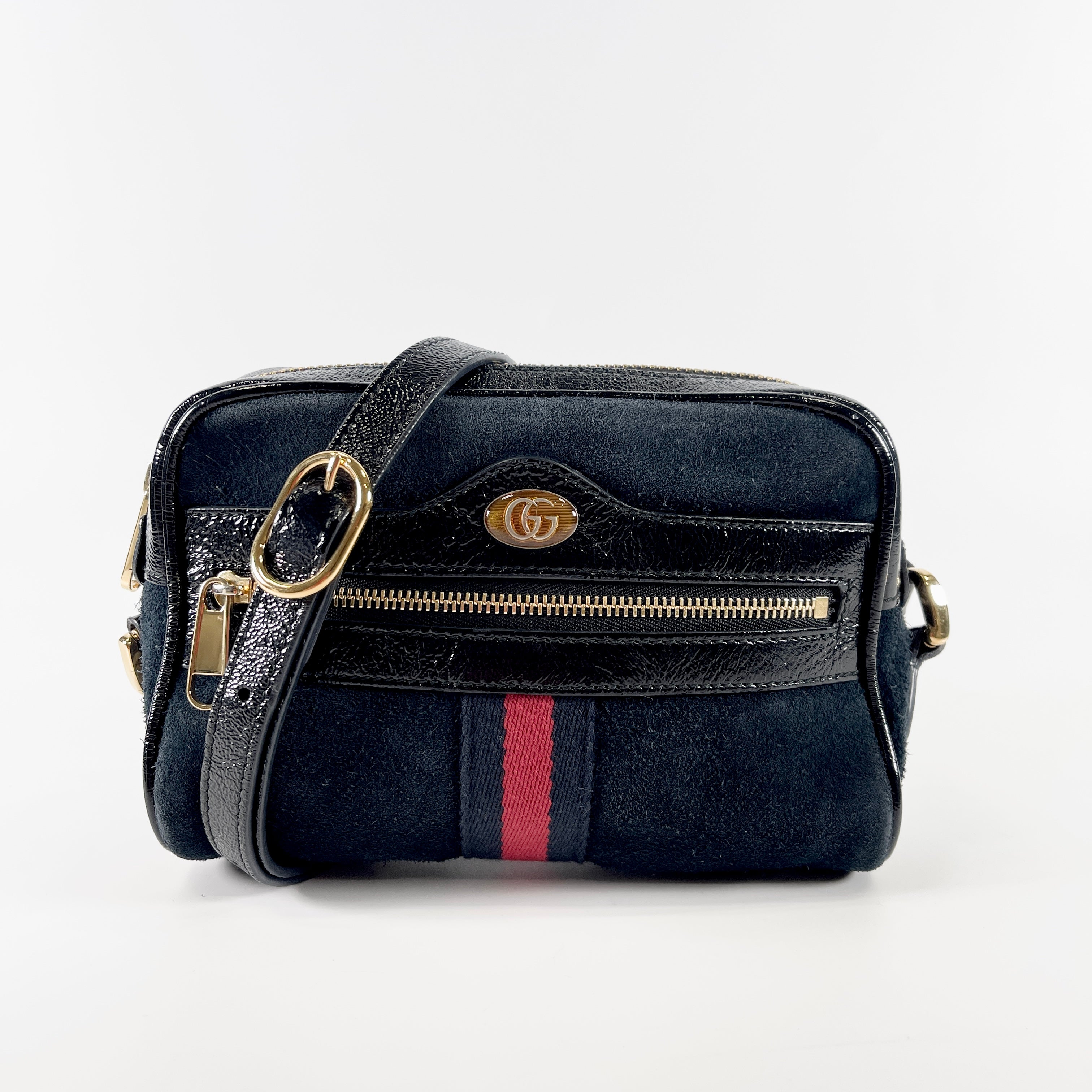 2602 secondhand GUCCI Shoulder bag suede leather black 517350