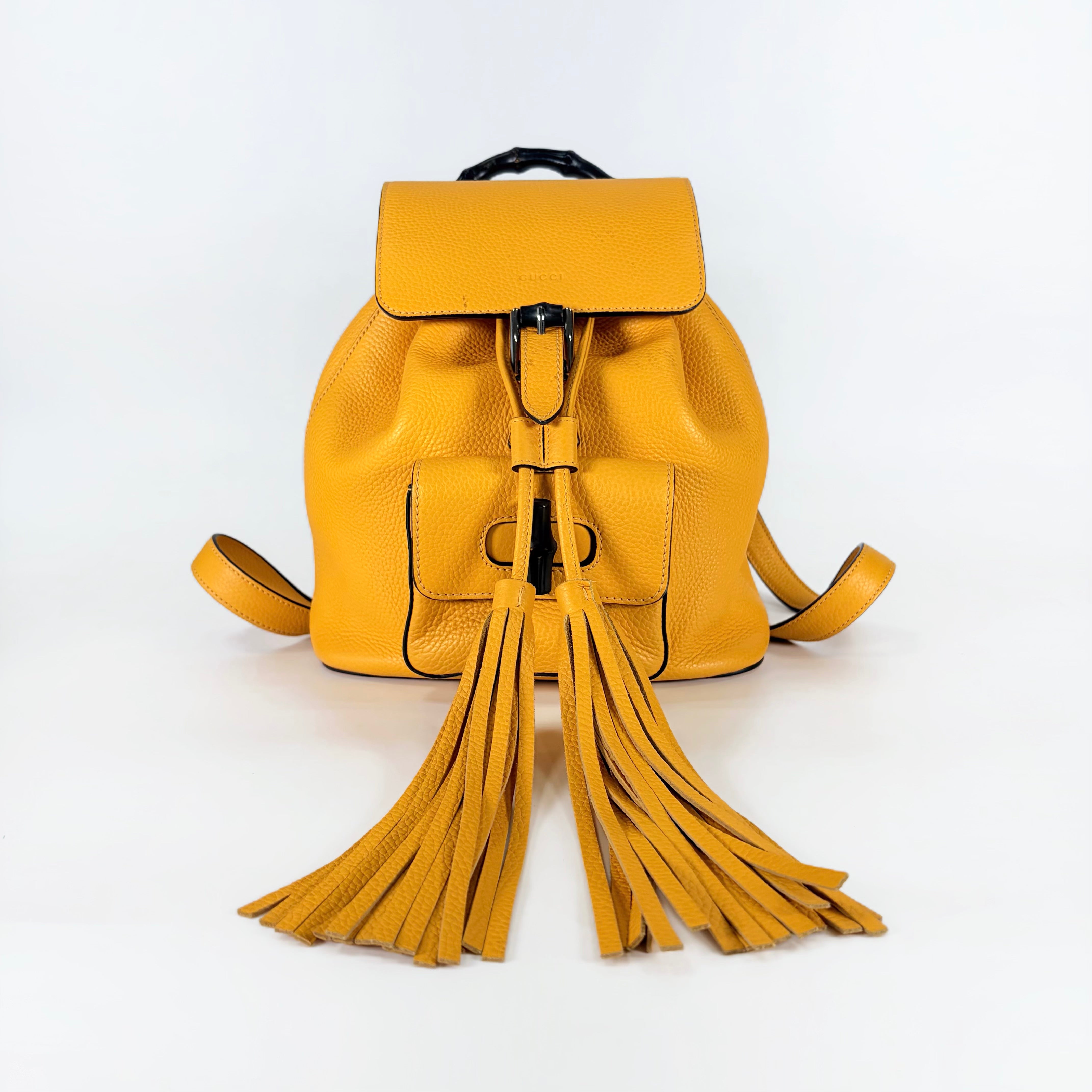 2604 secondhand GUCCI 387149 leather YELLOW backpack