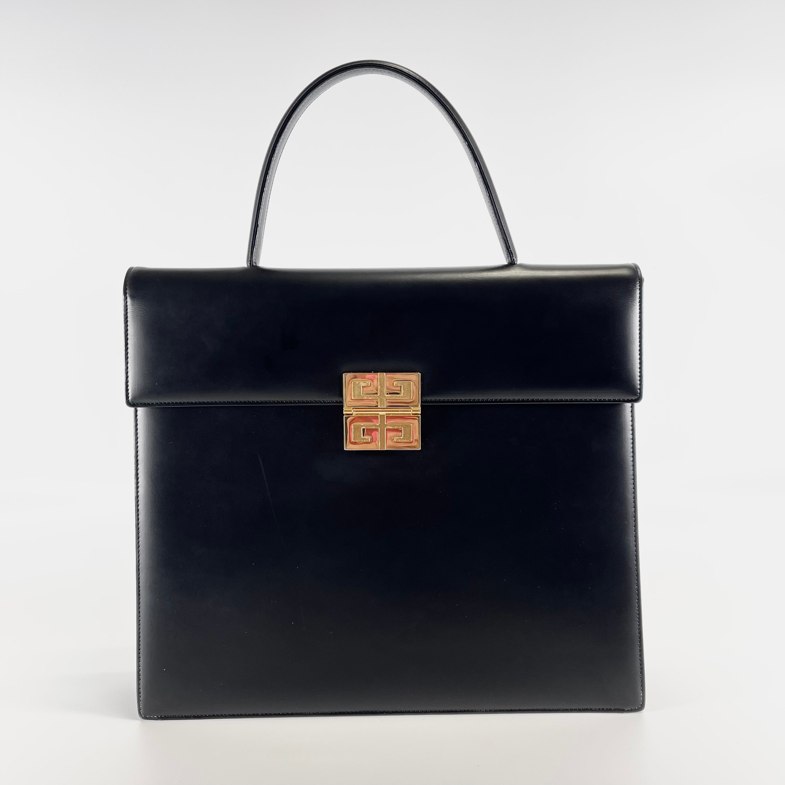 2602 secondhand GIVENCHY logo metal fittings leather 2WAY bag