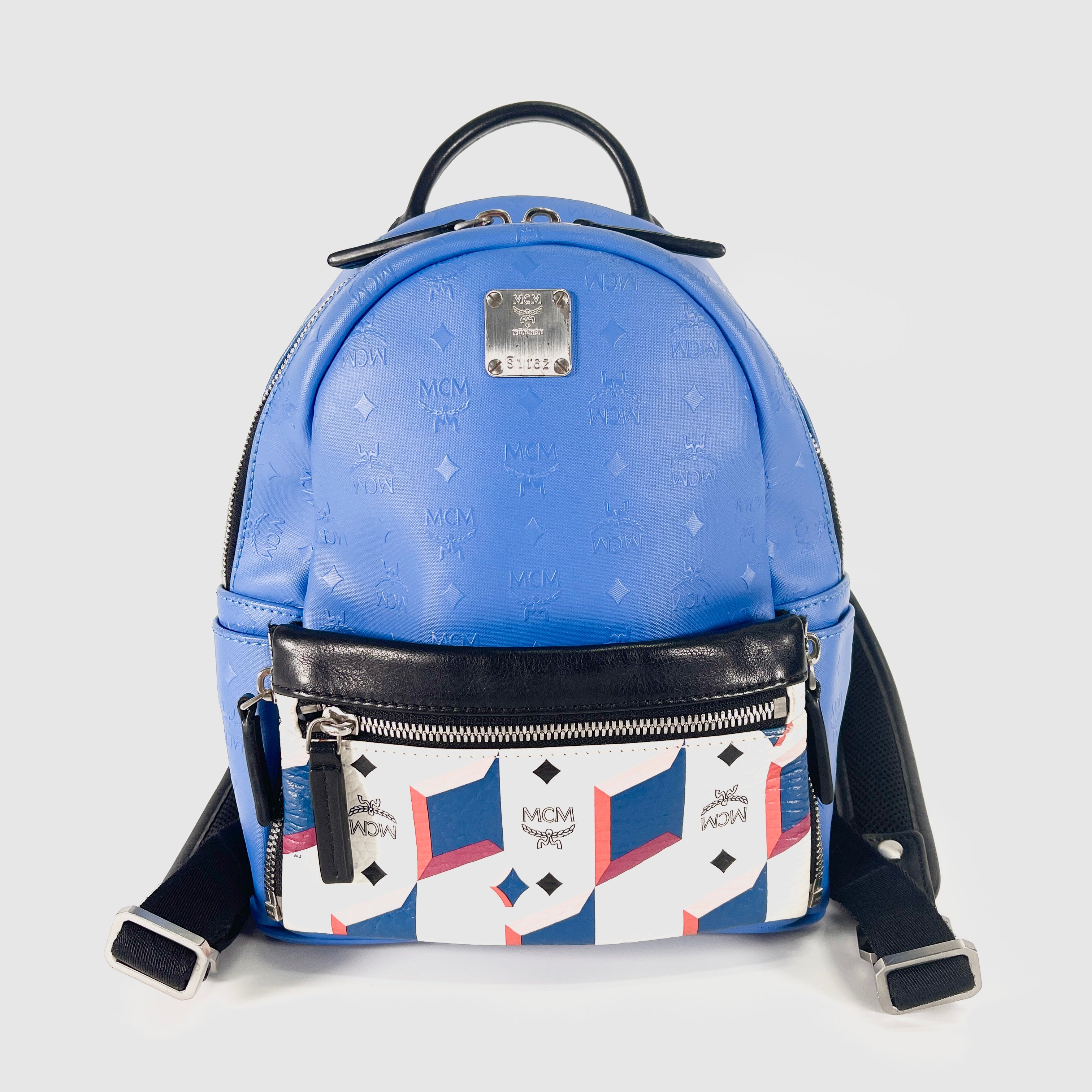 2602 secondhand MCM Visetos PVCx leather backpack / backpack blue