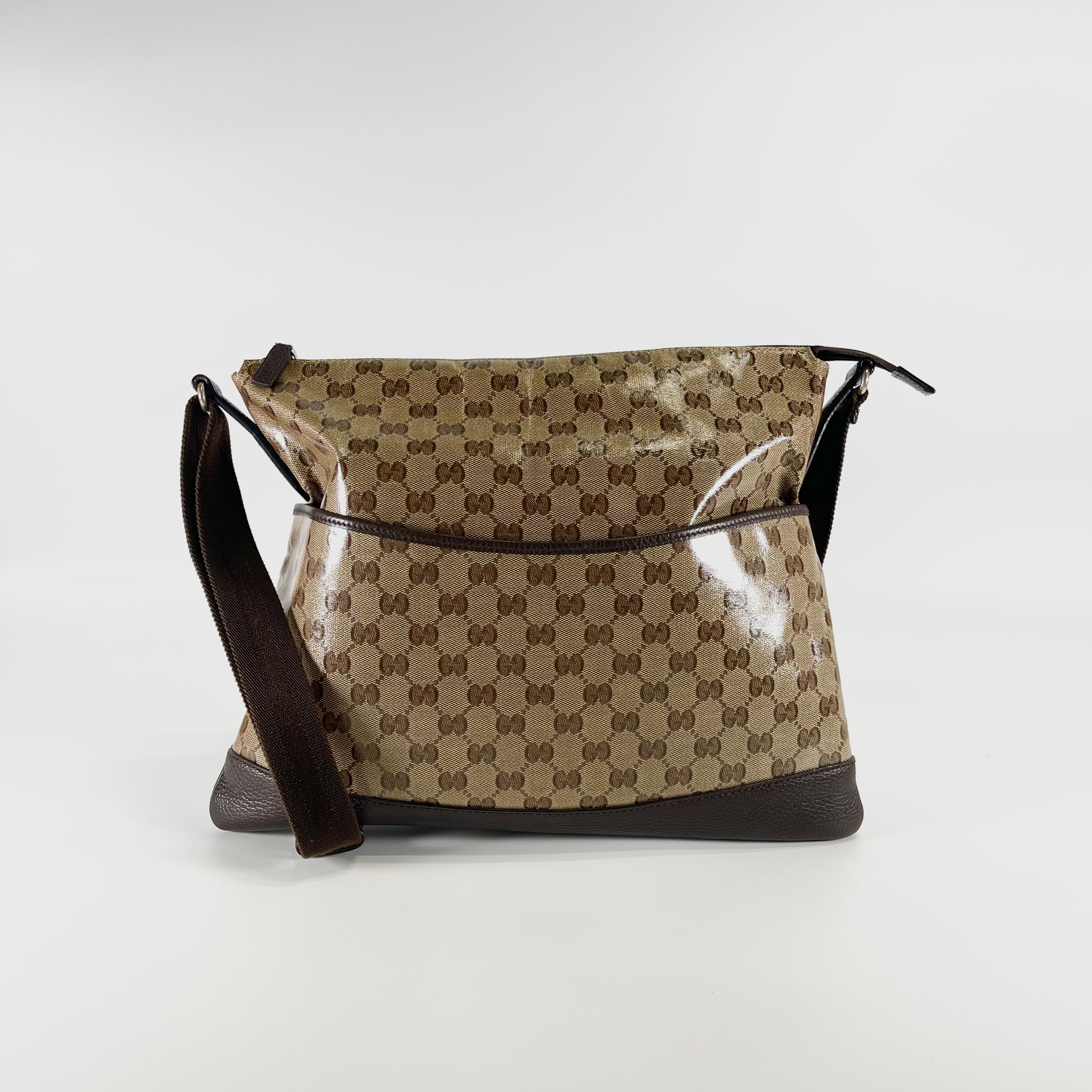 2601 secondhand GUCCI Shoulder bag 374411 GG crystal BEIGE+BROWN