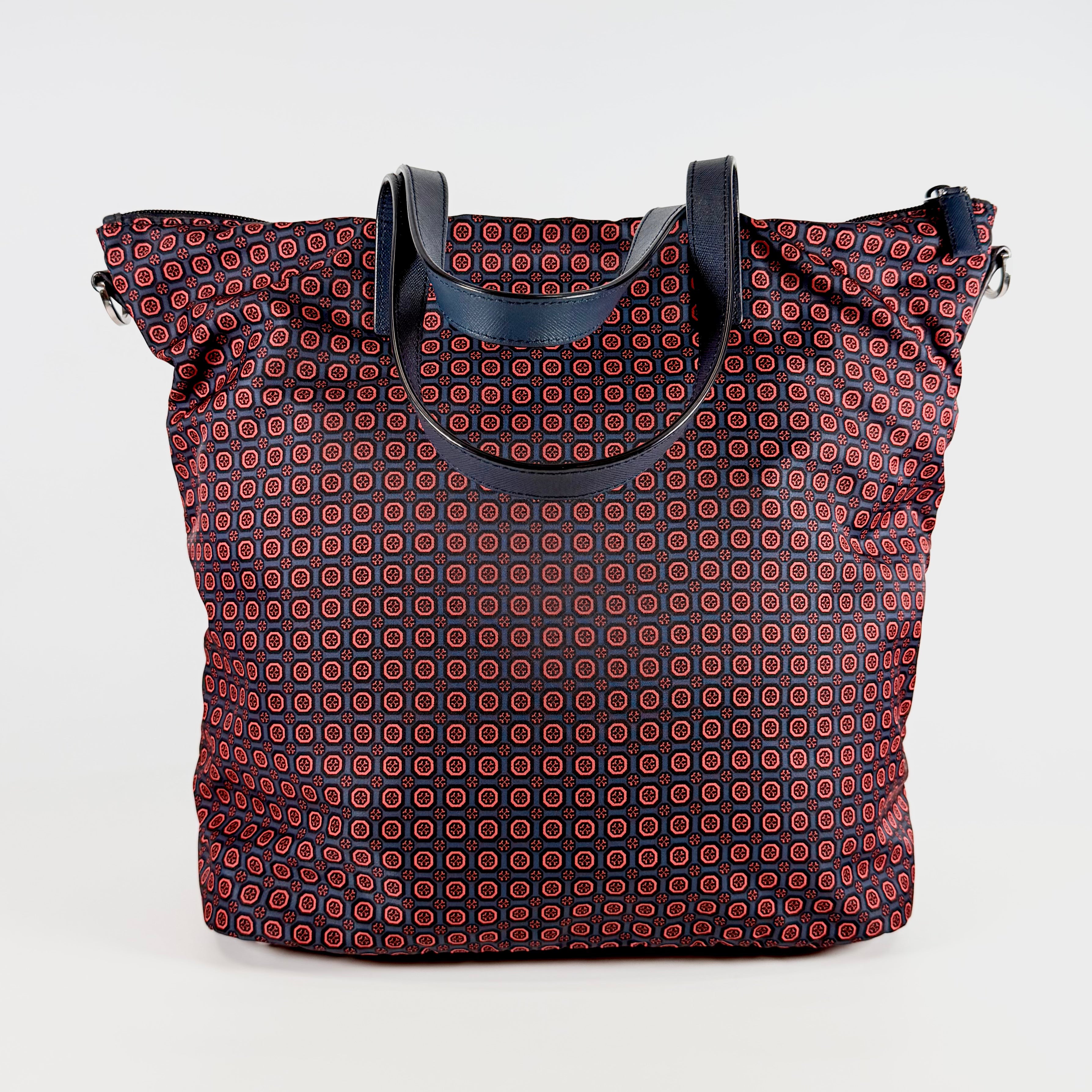 2607 secondhand PRADA B4696 2WAY Tote Bag Navy / Multi nylon