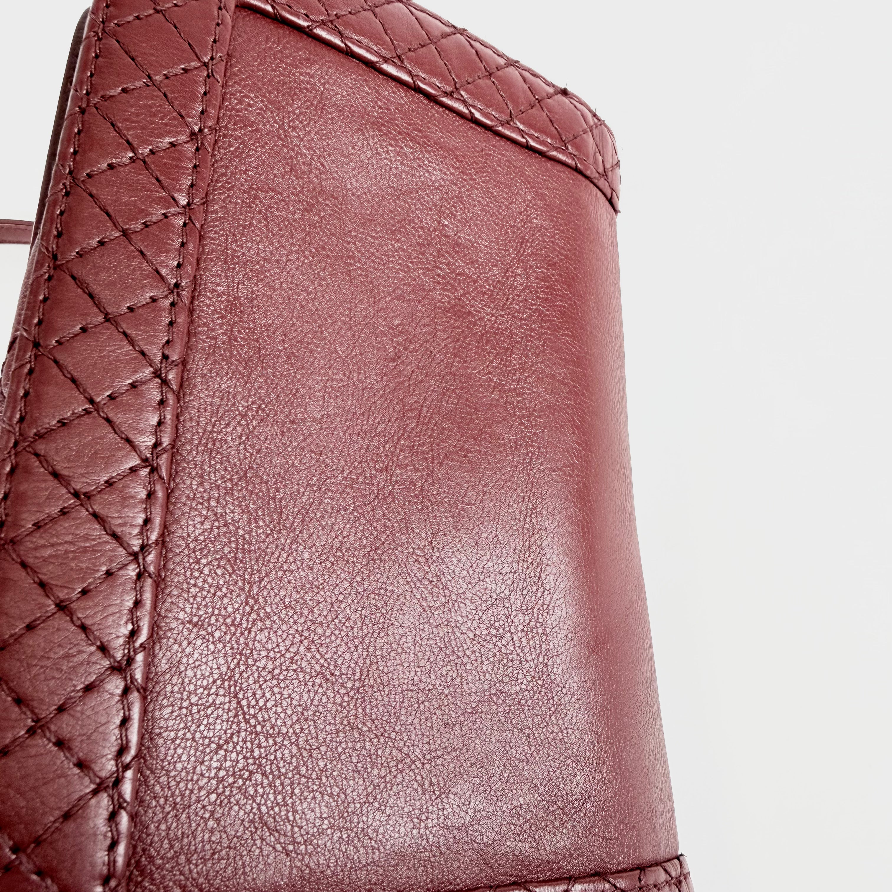 2608 secondhand CHANEL Boy leather Chain Shoulder Bag Red gun metallic metal fittings 18649317 18