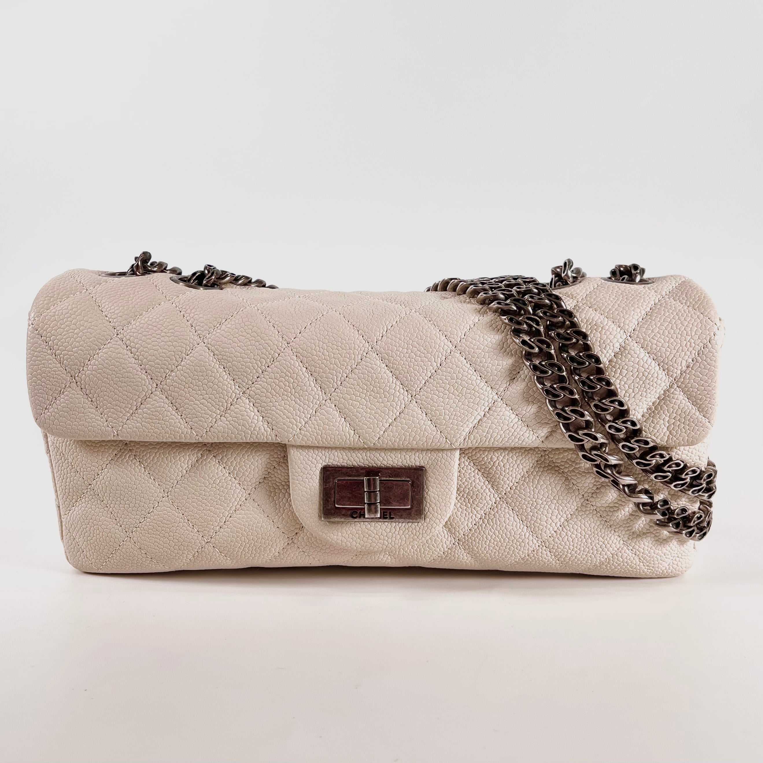 2512 secondhand CHANEL Matelasse 2.55 caviar skin single flap double Chain Bag