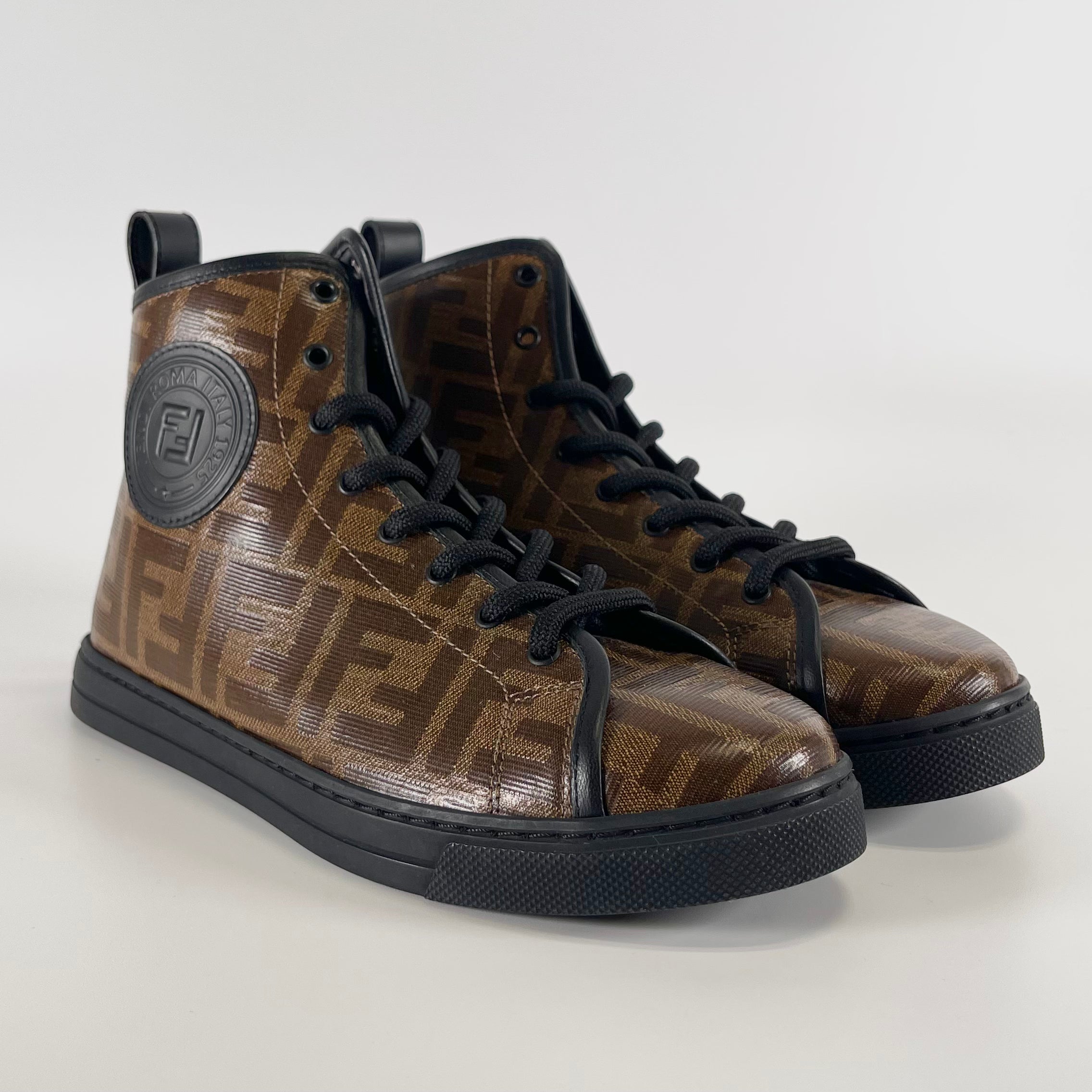 2512 secondhand FENDI Zucca PVC Ikat sneakers 35 Women's black × Brown