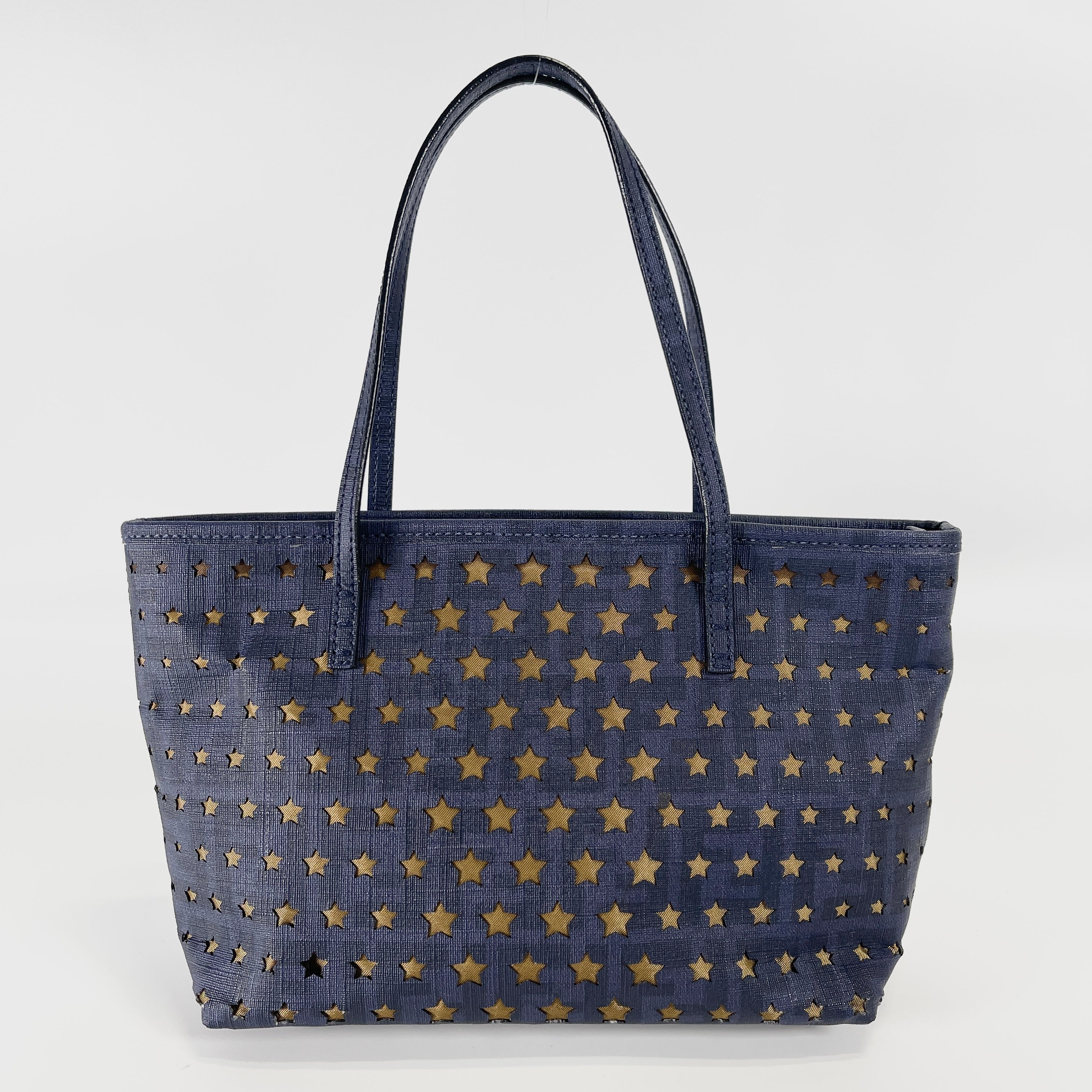 2603 secondhand FENDI leather hand bag Navy 8BH223