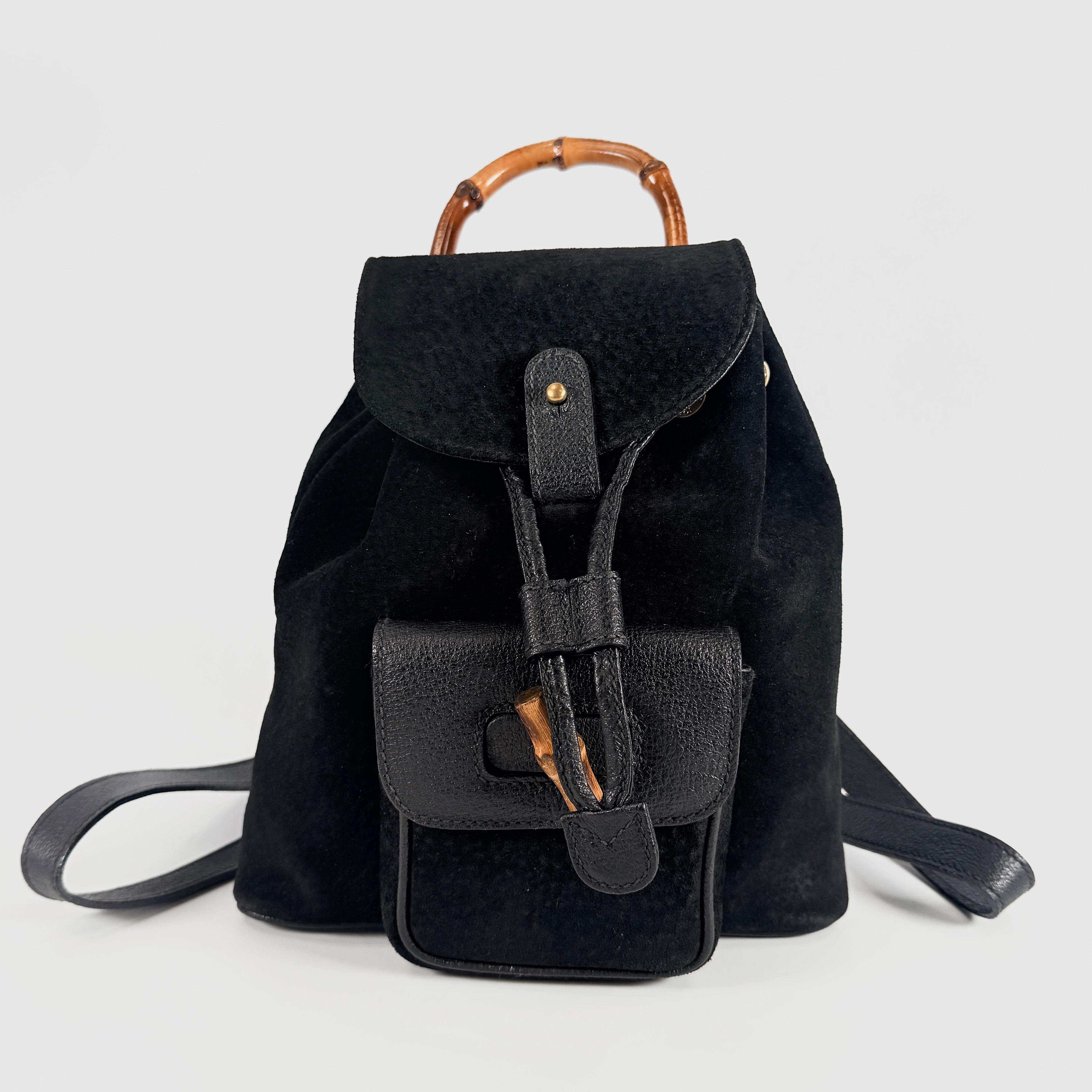2606 Secondhand Gucci Bamboo Suede & Leather Backpack Bag
